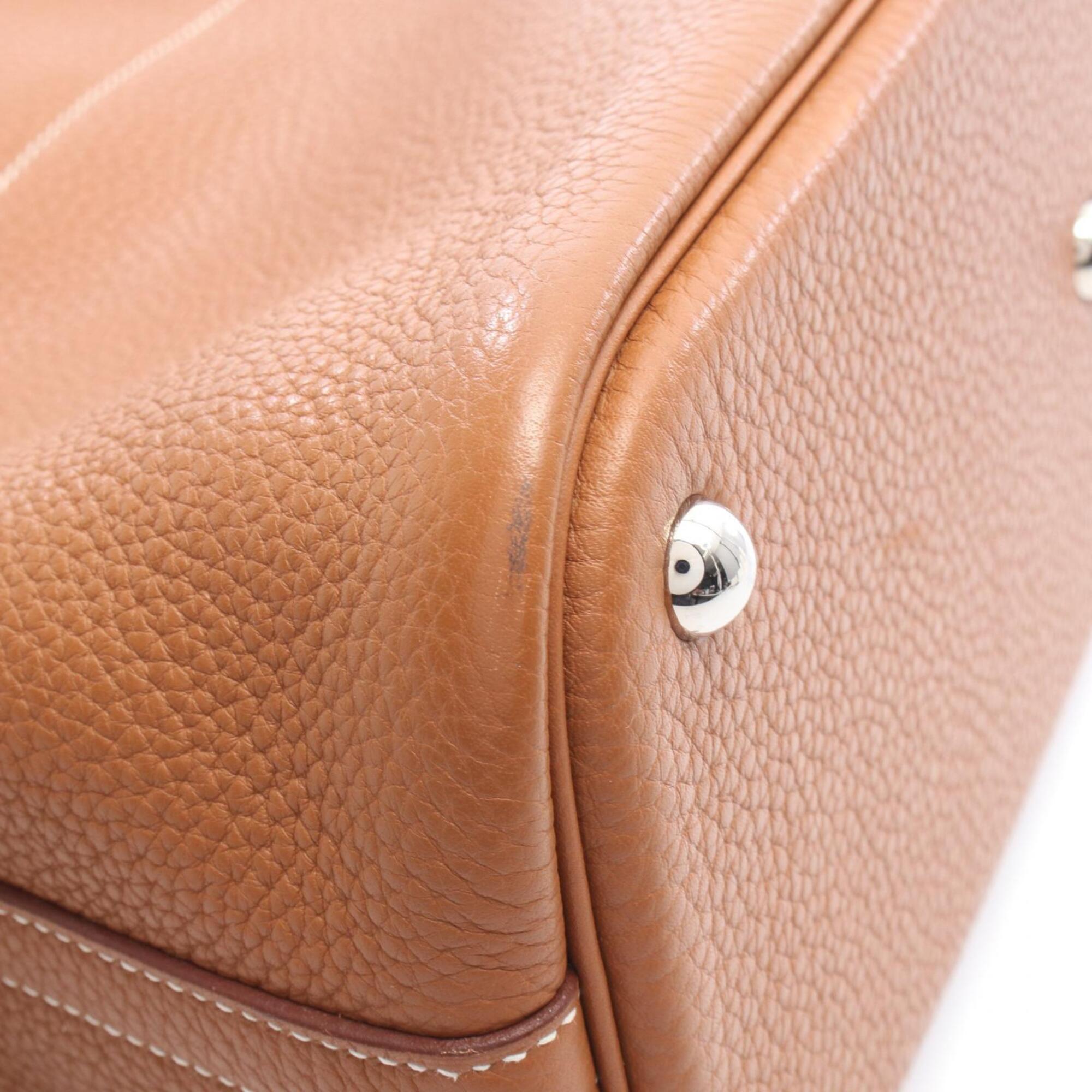 Hermes Gold Taurillon Clemence Leather Leather Handbag (Pre-Owned)