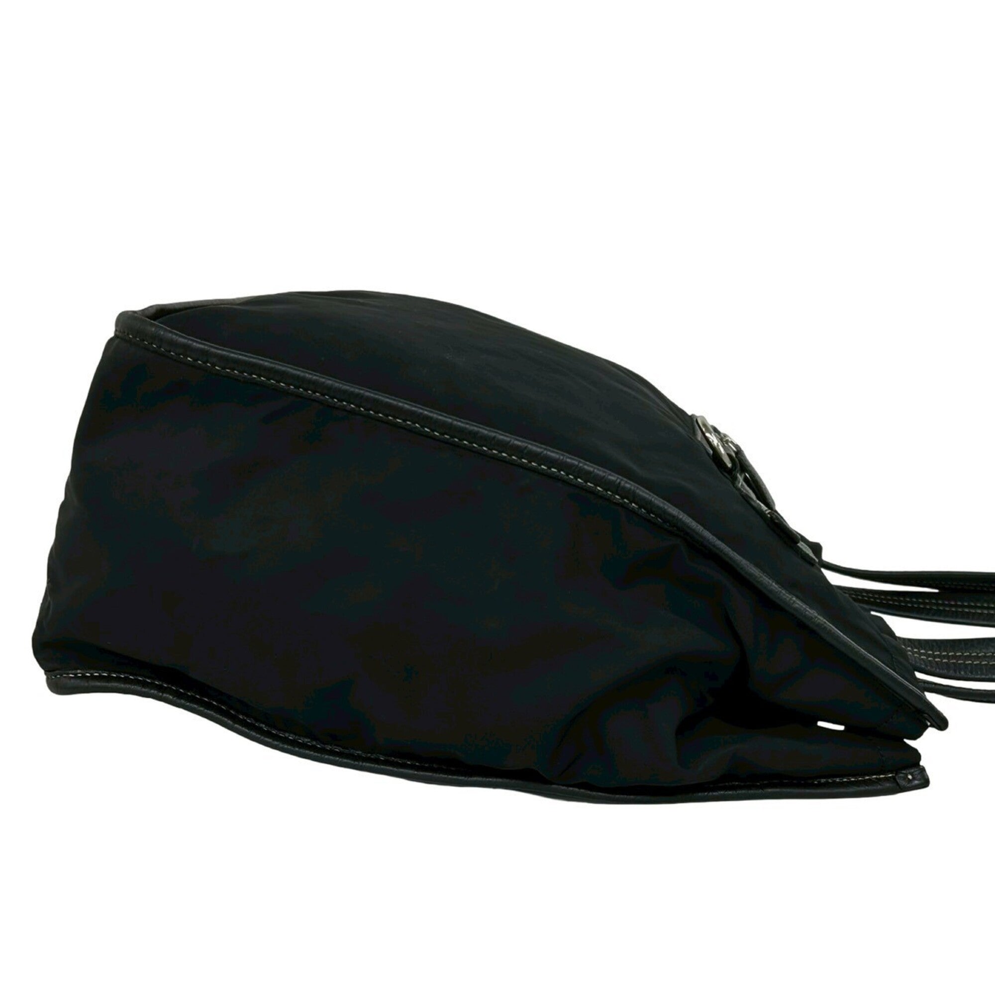 Prada Black Nylon Leather Handbag Tote Bag (Pre-Owned)