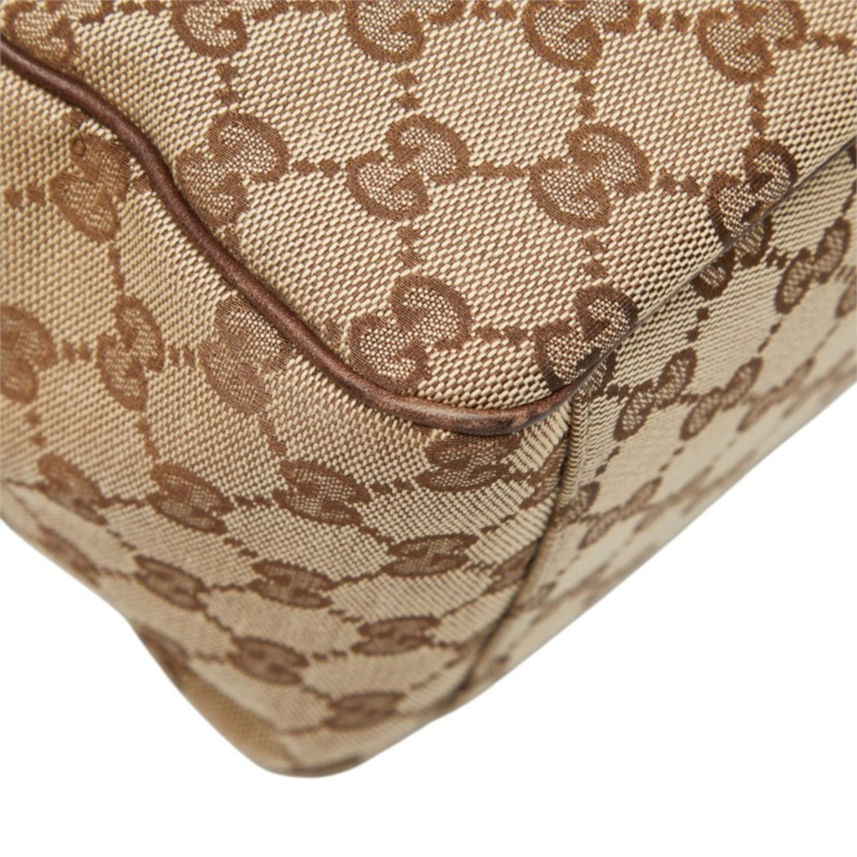 Gucci Gg Canvas Beige Brown Gg Canvas Leather Handbag Tote Bag (Pre-Owned)