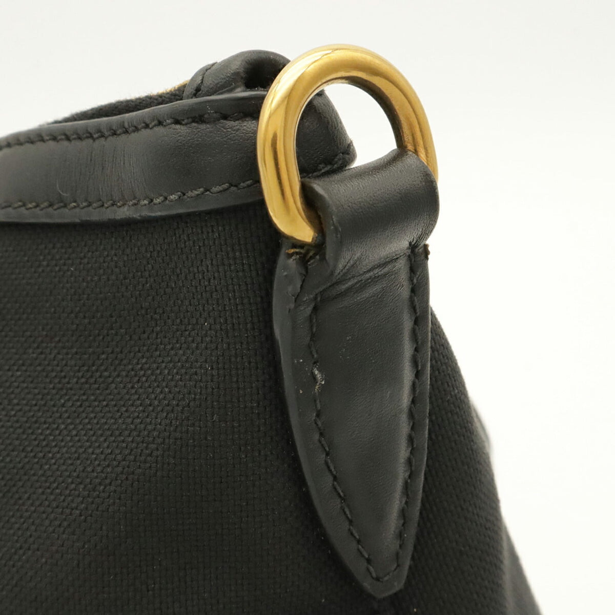 Prada Black Nero Canvas Leather Handbag Tote Bag (Pre-Owned)