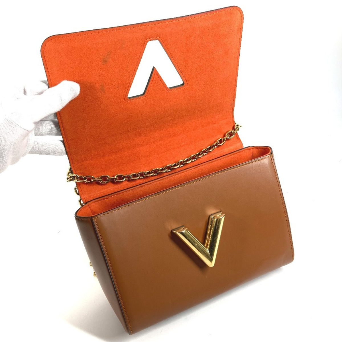 Louis Vuitton Brown Orange Monogram Leather Shoulder Bag (Pre-Owned)