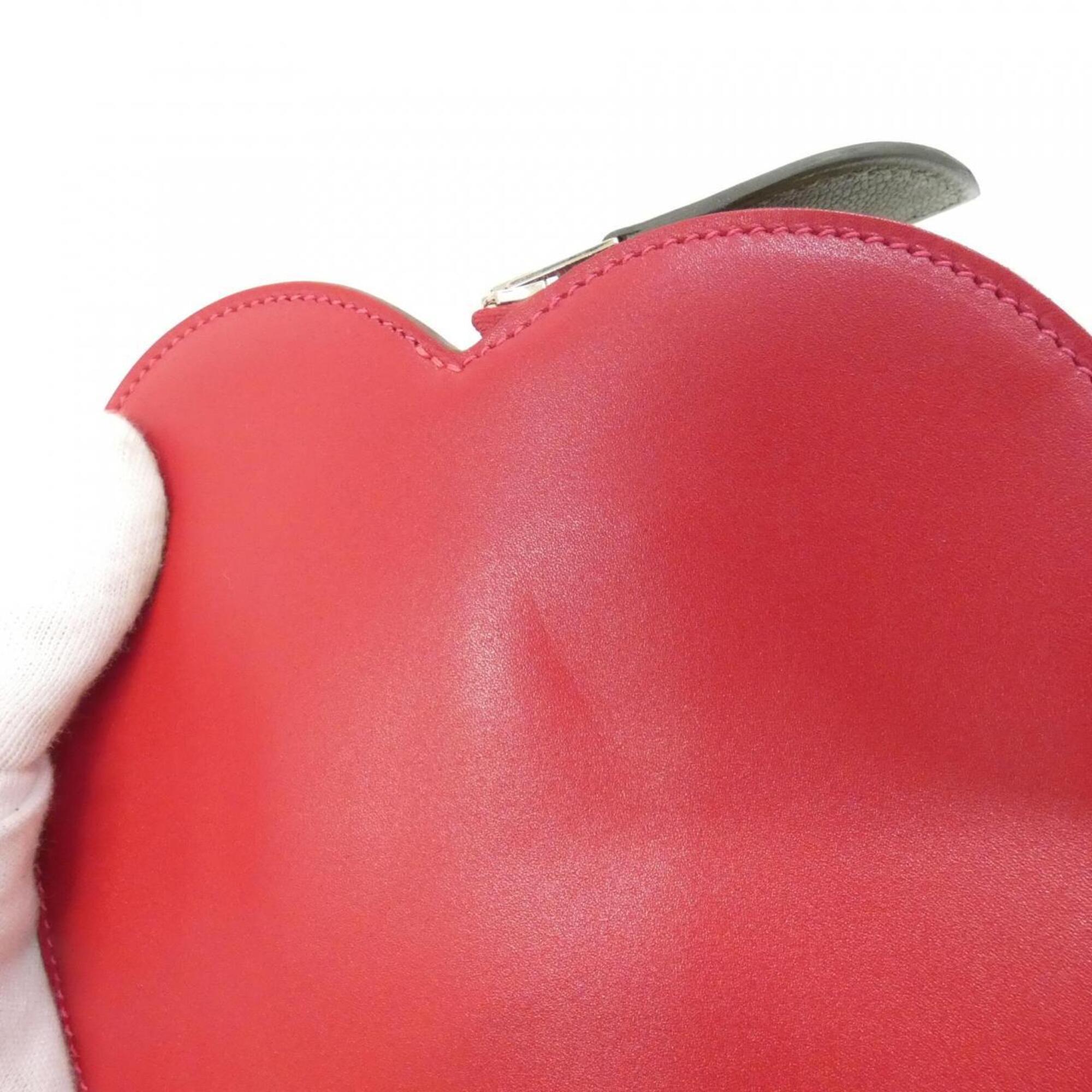 Hermes Rouge Vif Tadelakt Leather Handbag Pouch (Pre-Owned)