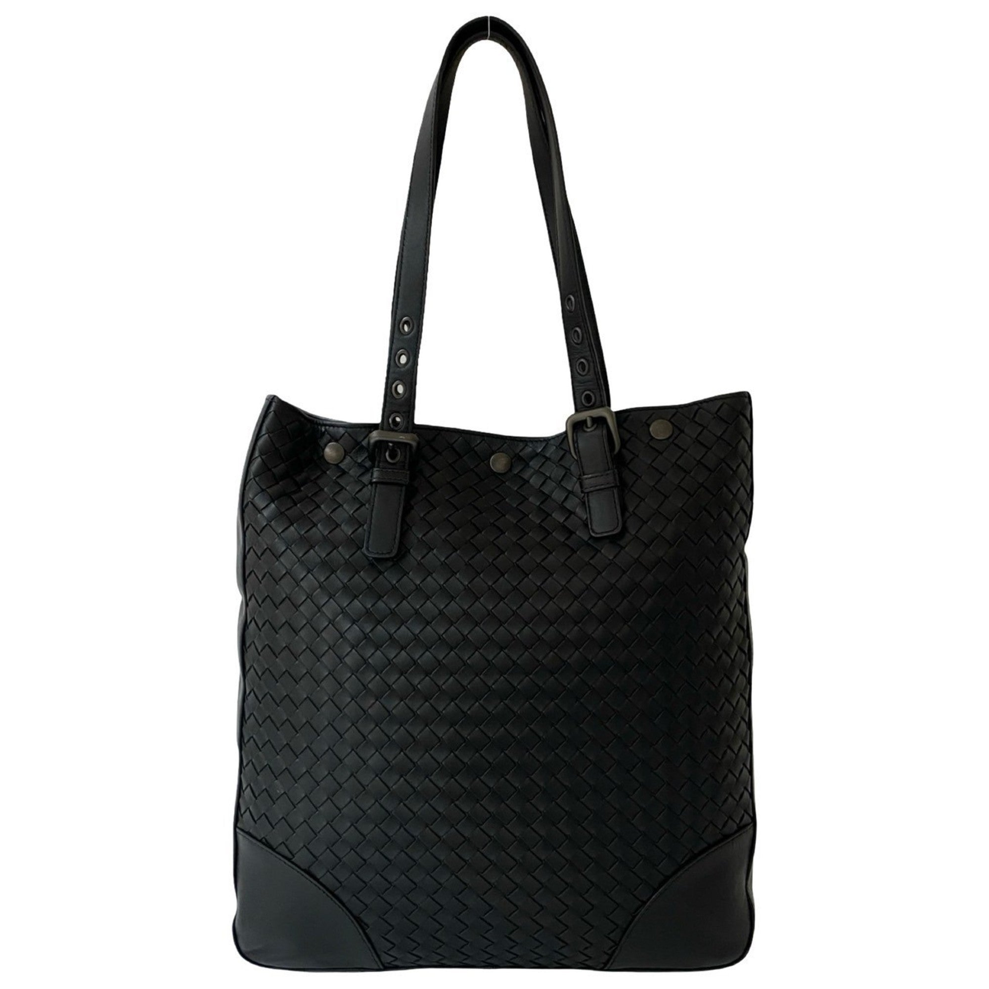 Bottega Veneta Black Leather Handbag Shoulder Bag Tote Bag (Pre-Owned)