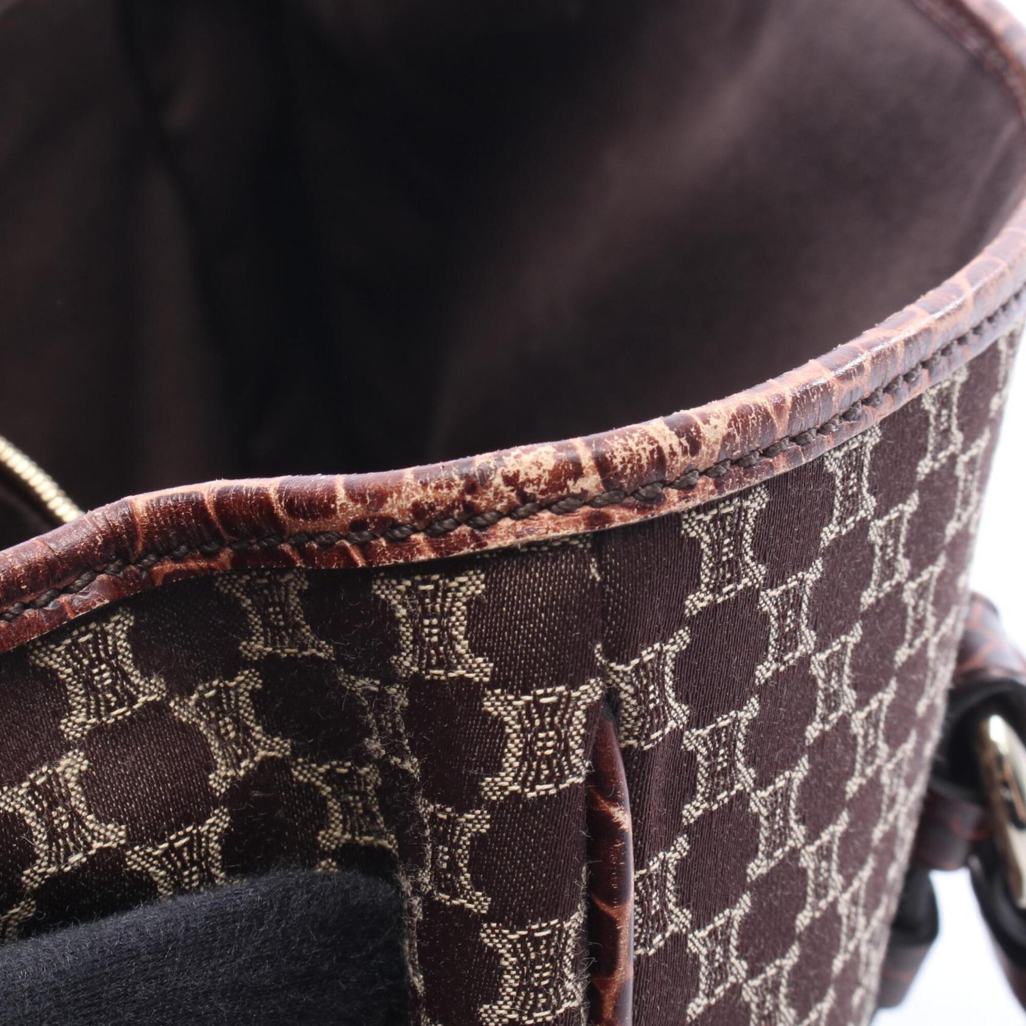 Celine Macadam Brown Canvas Leather Handbag Tote Bag (Pre-Owned)