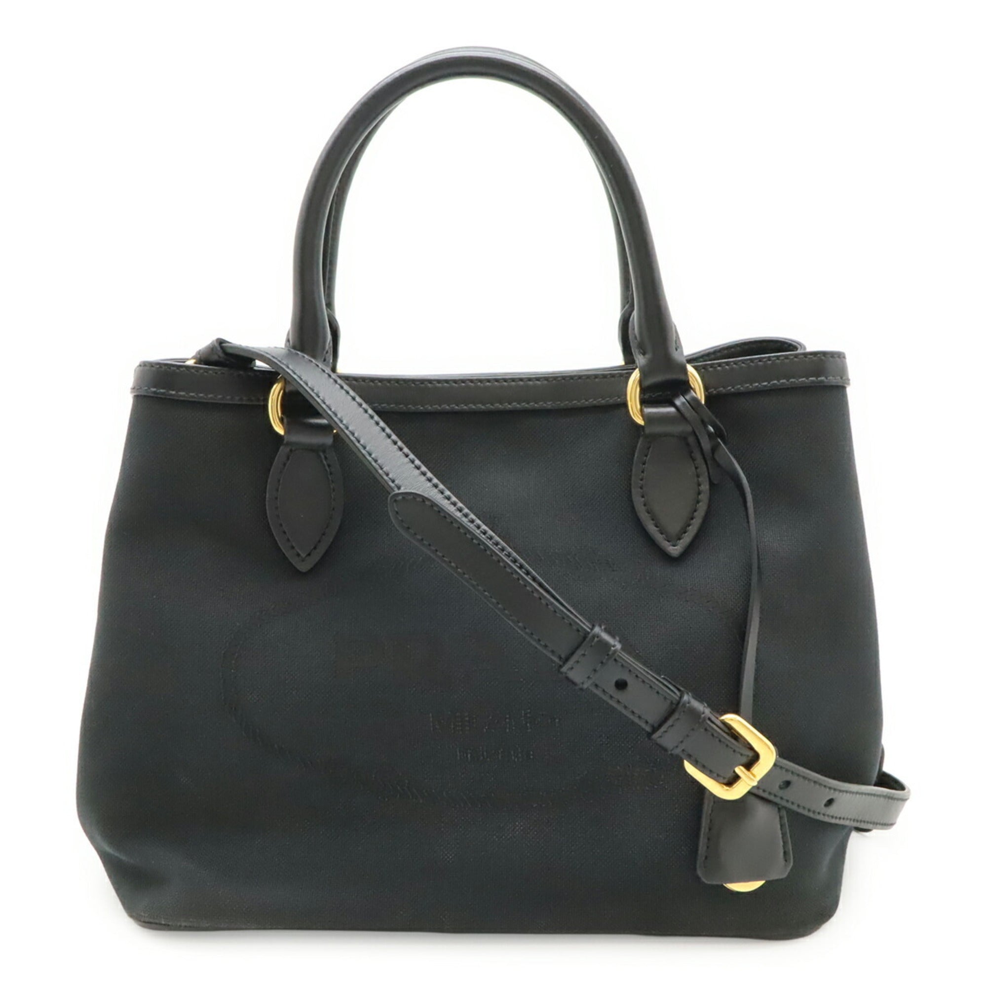 Prada Black Nero Canvas Leather Handbag Shoulder Bag (Pre-Owned)