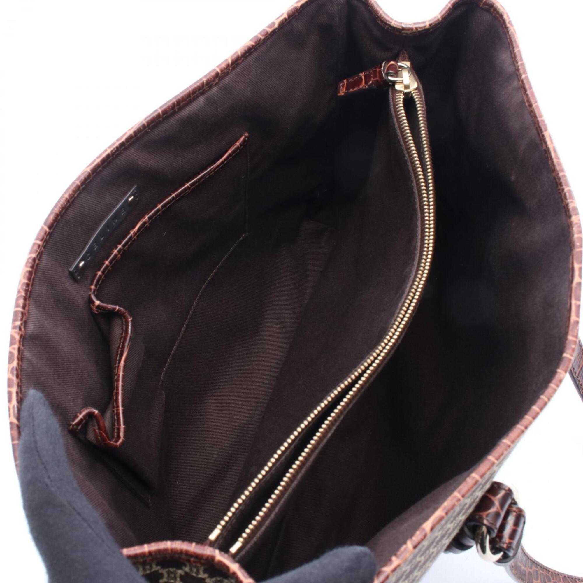 Celine Macadam Brown Canvas Leather Handbag Tote Bag (Pre-Owned)