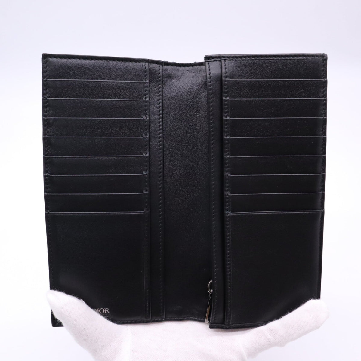 Christian Dior Black Canvas Leather Long Wallet (Bi-Fold) (Pre-Owned)