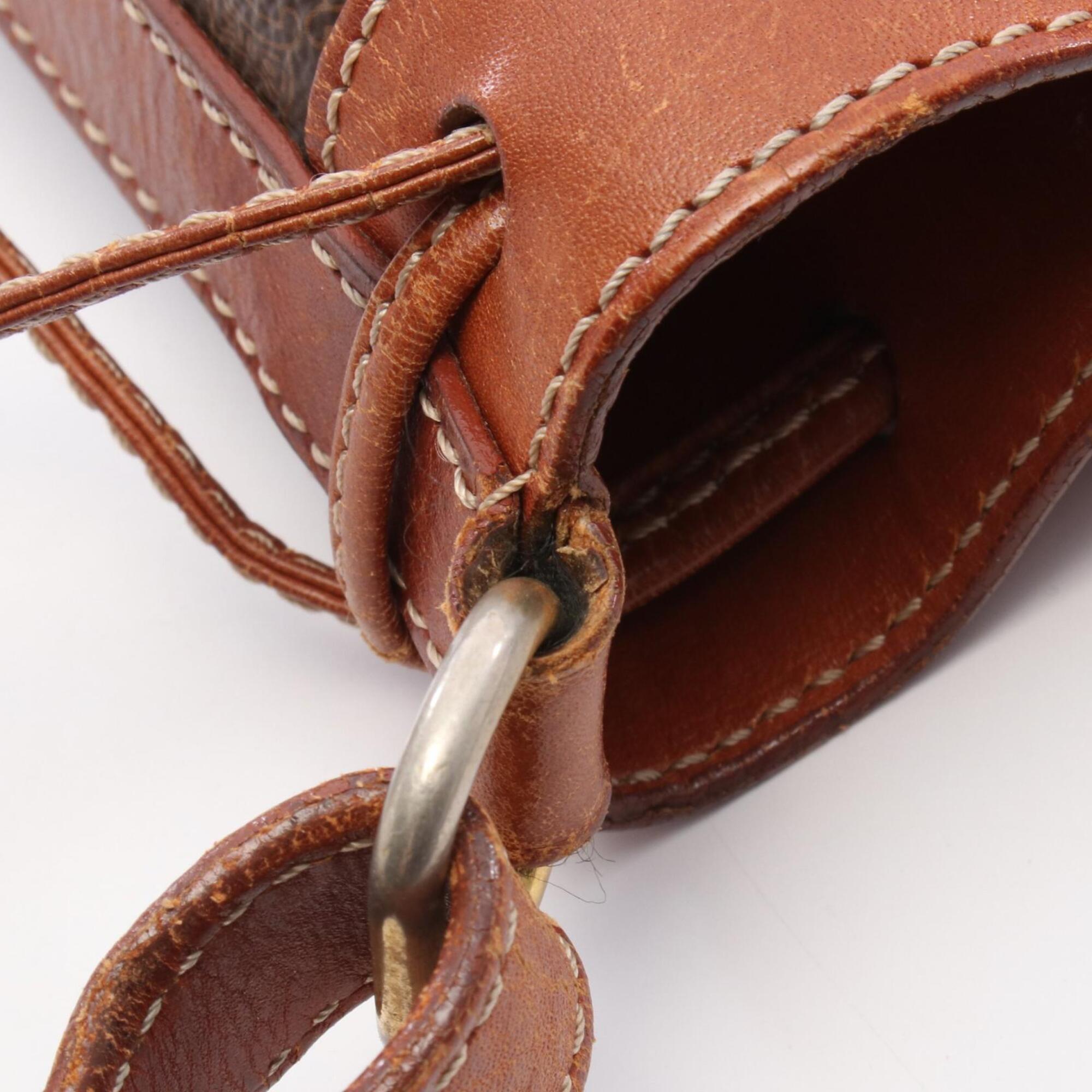 Celine Brown Coated Canvas Leather Handbag Shoulder Bag (Pre-Owned)