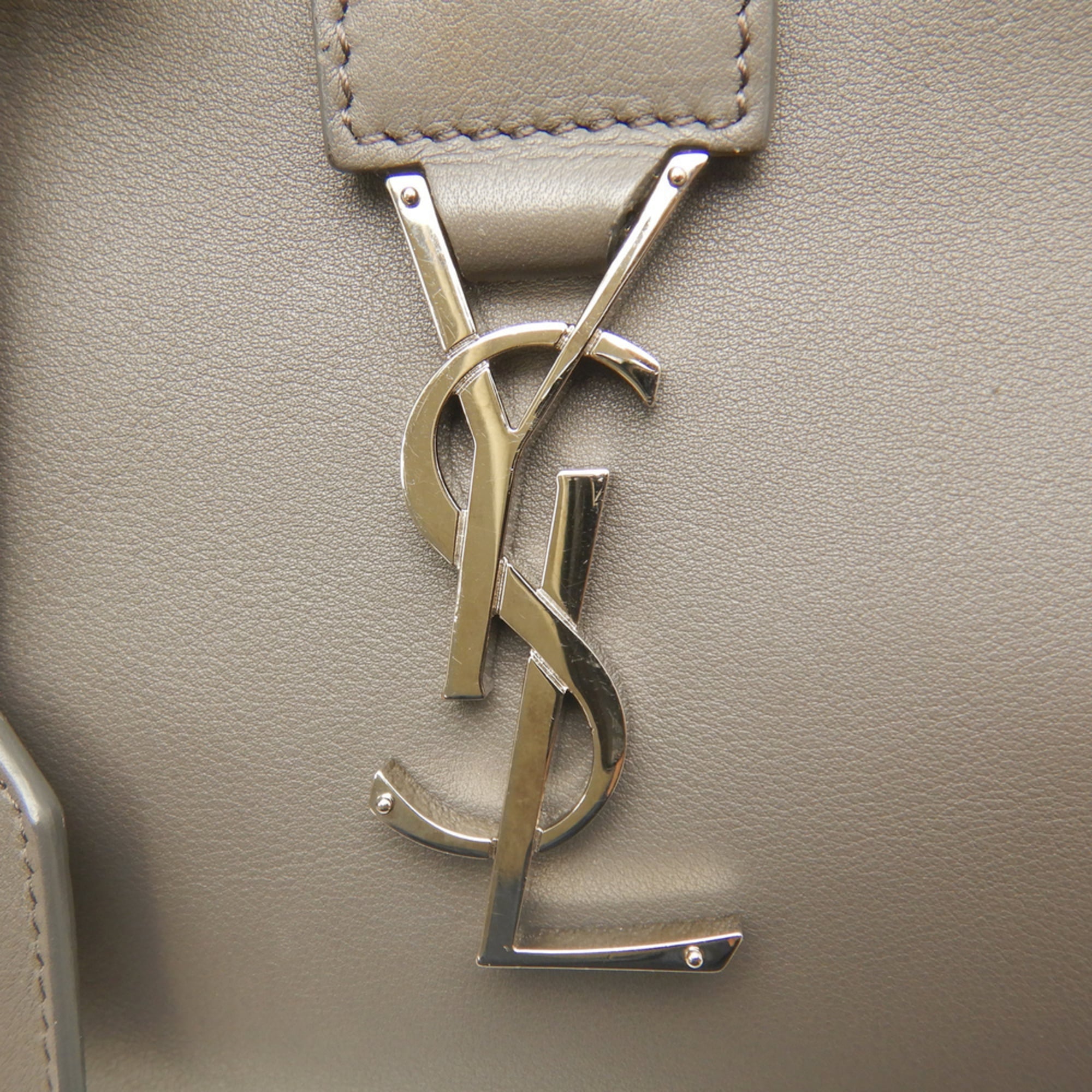 Yves Saint Laurent Gray Yellow Leather Handbag (Pre-Owned)
