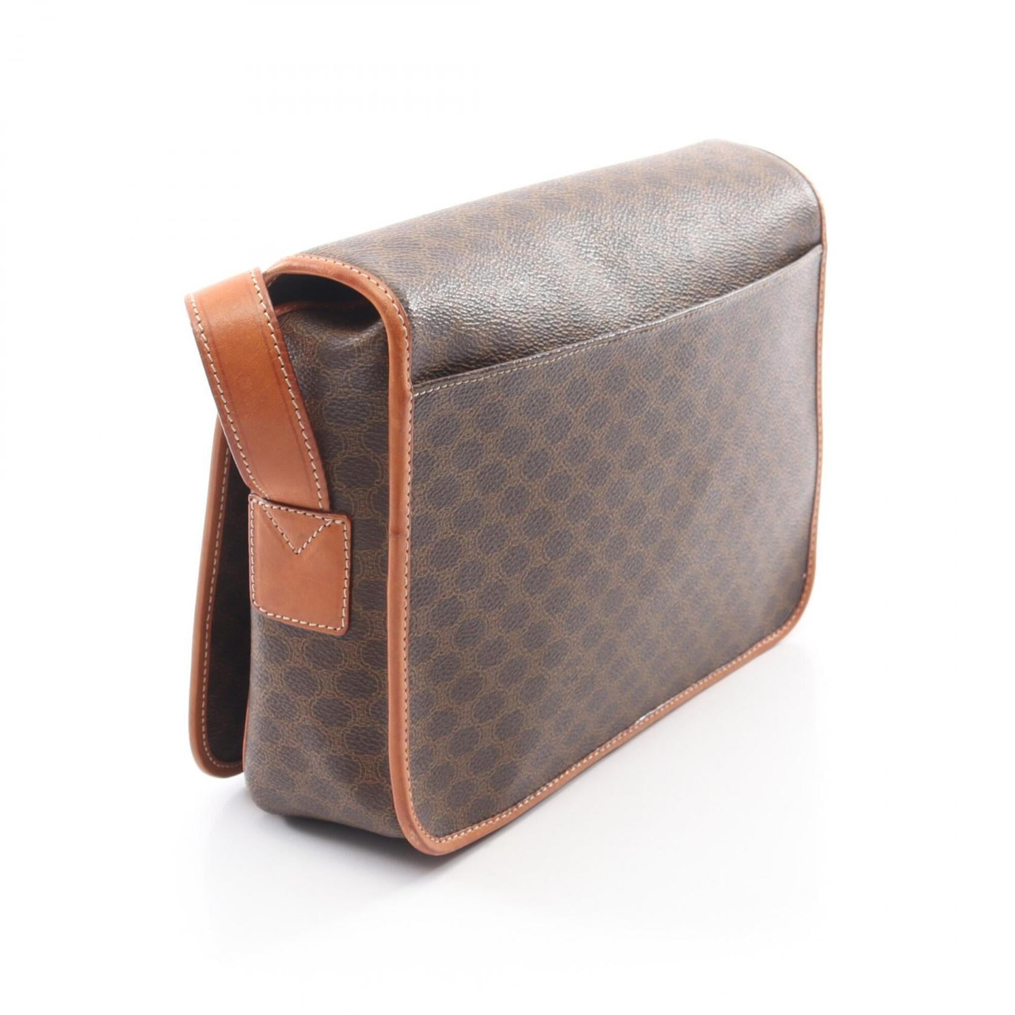 Celine Brown Coated Canvas Leather Handbag Shoulder Bag (Pre-Owned)