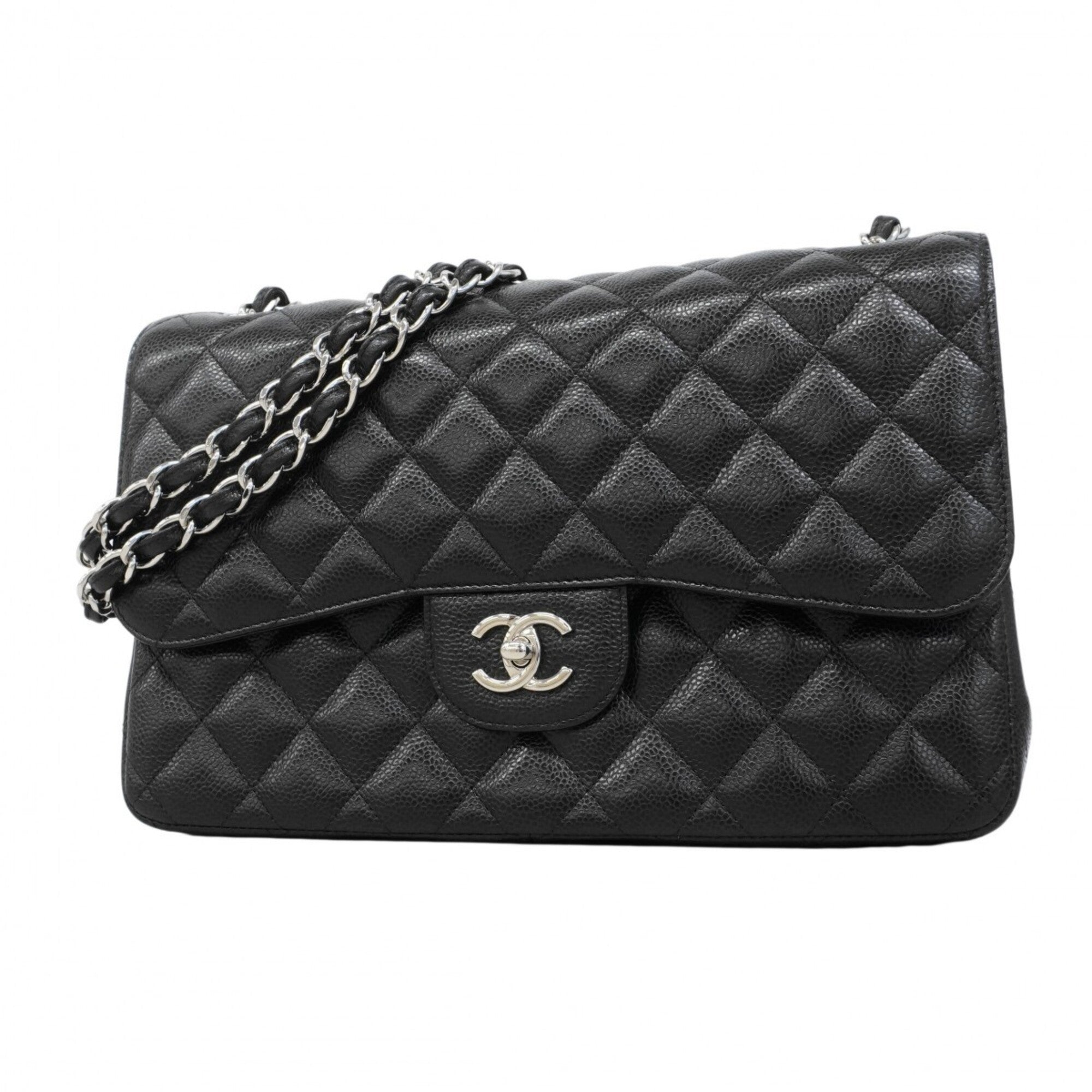 Chanel Black Grained Calfskin Shoulder Bag (Pre-Owned)