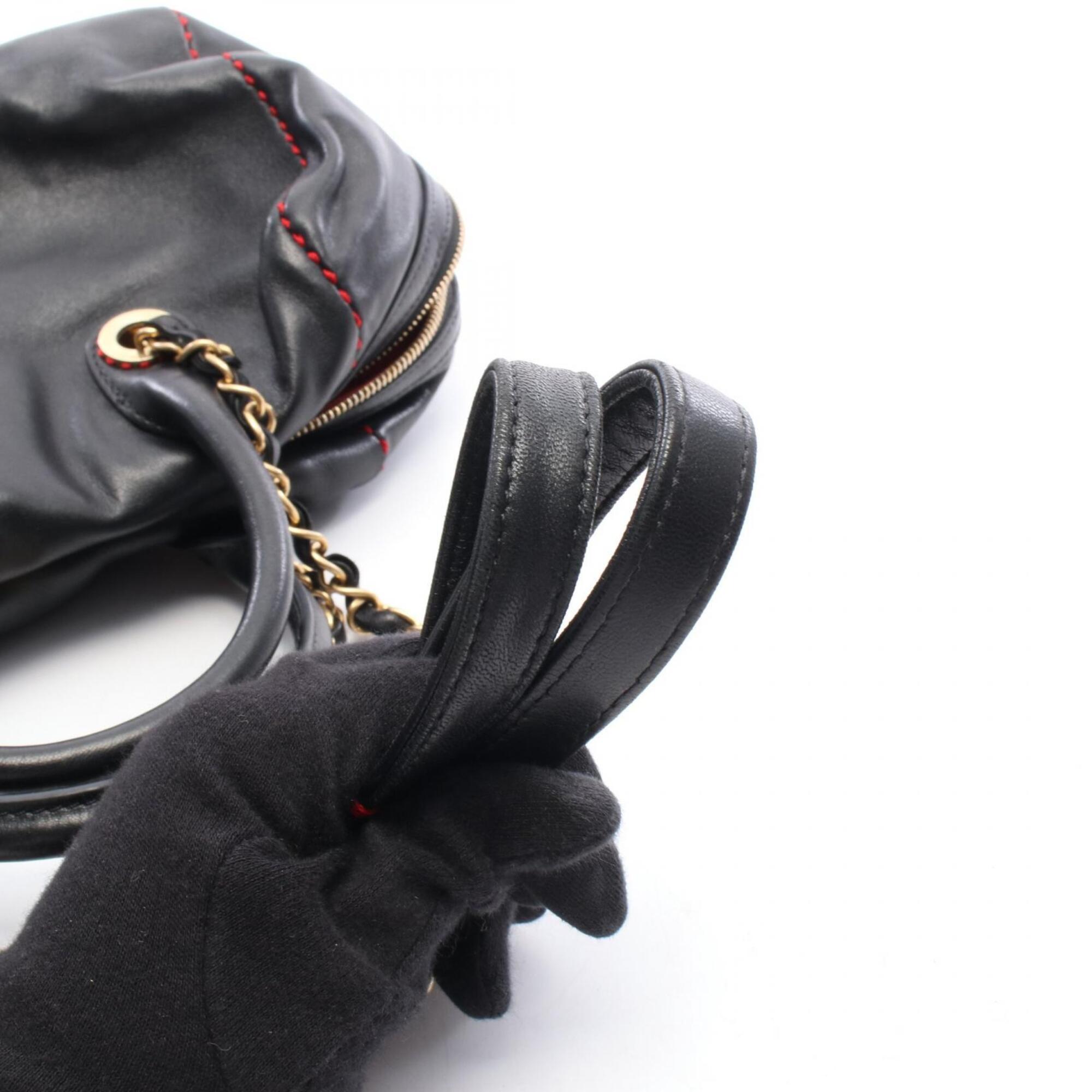 Chanel Black Red Color Leather Handbag Shoulder Bag (Pre-Owned)