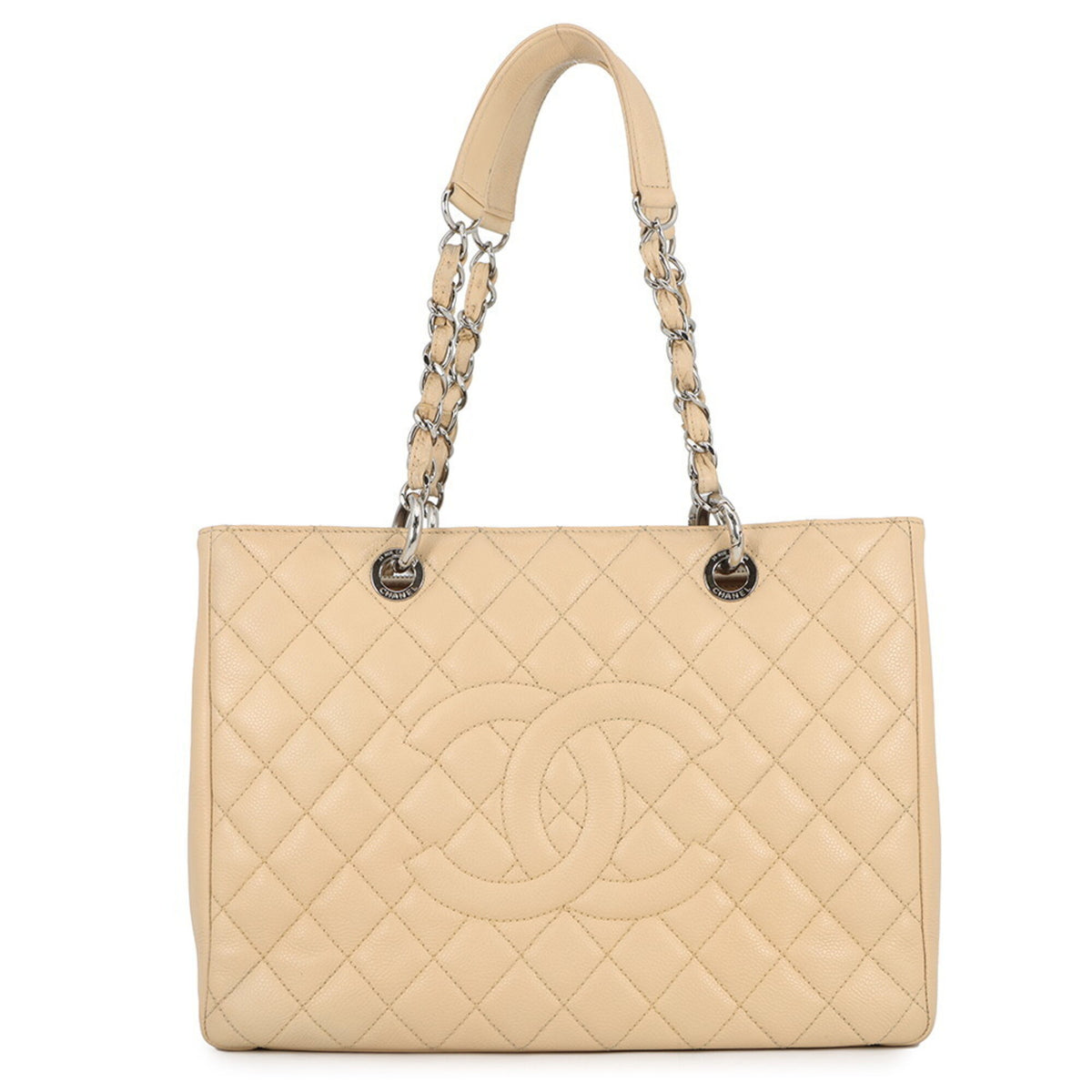 Chanel Beige Grained Calfskin Handbag (Pre-Owned)