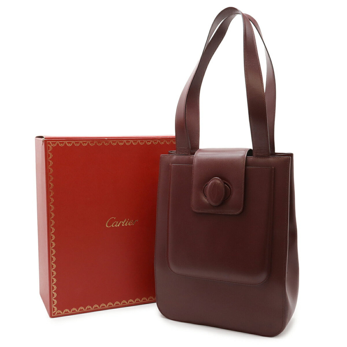 Cartier Must Bordeaux Leather Shoulder Bag Tote Bag (Pre-Owned)