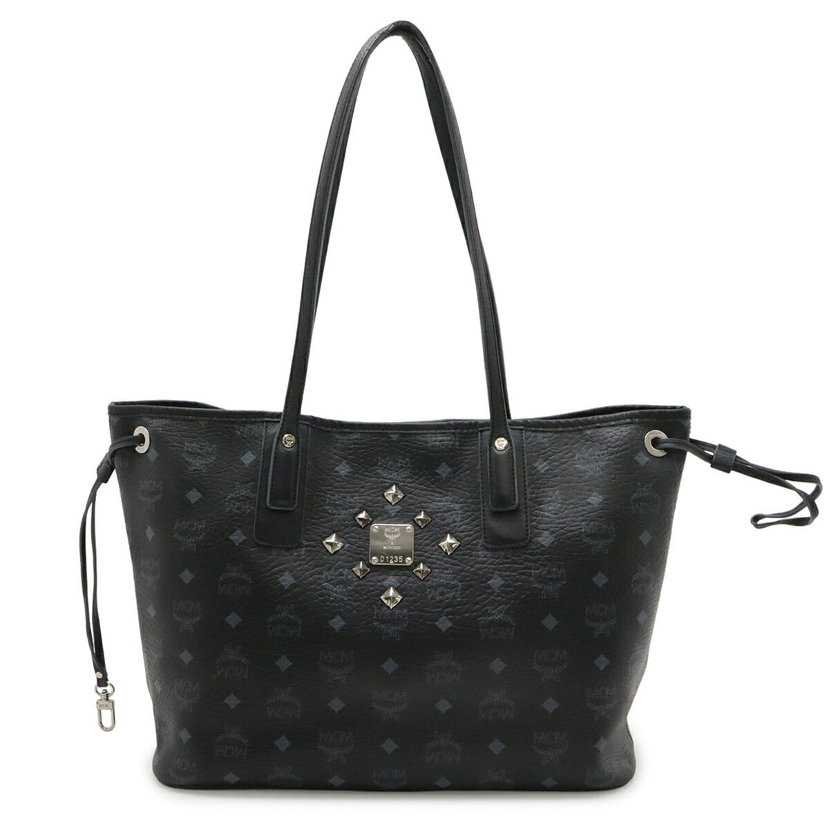 Mcm Visetos Black Gray Pvc Leather Shoulder Bag Tote Bag (Pre-Owned)