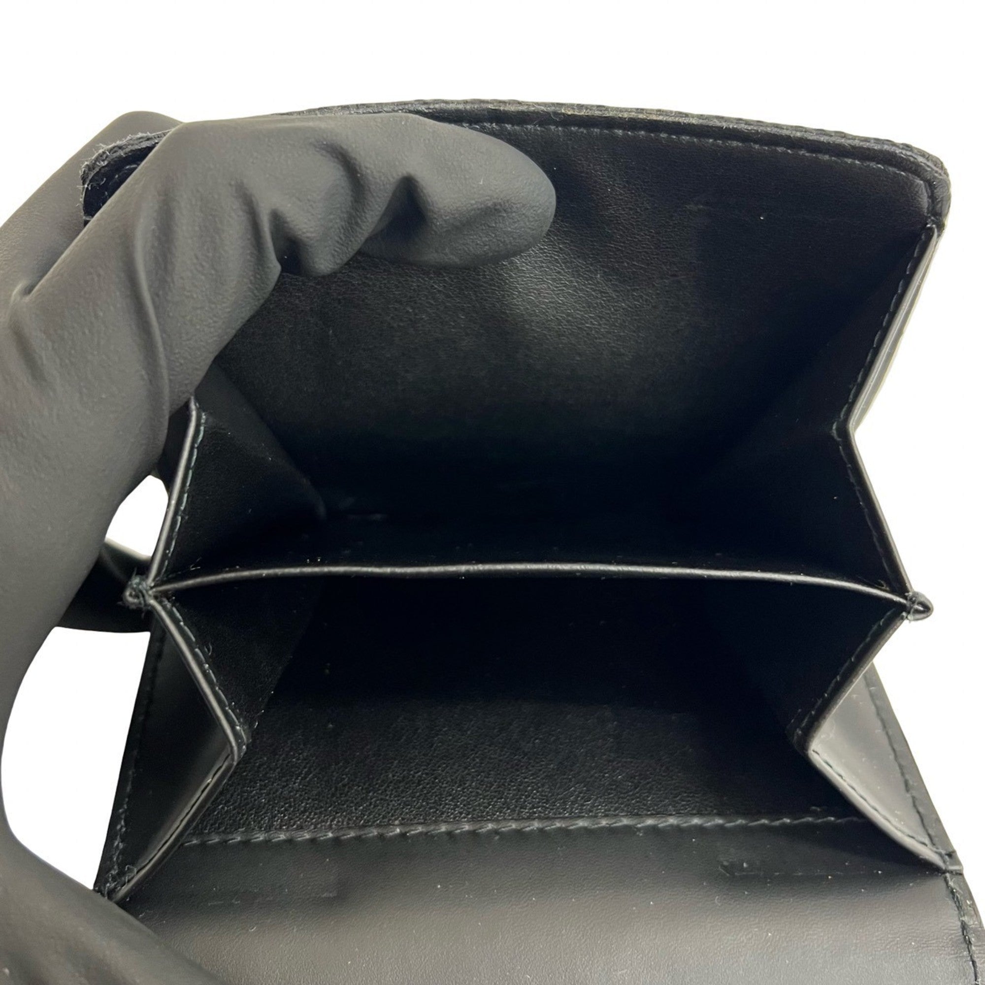 Celine Black Canvas Leather Wallet (Tri-Fold) (Pre-Owned)