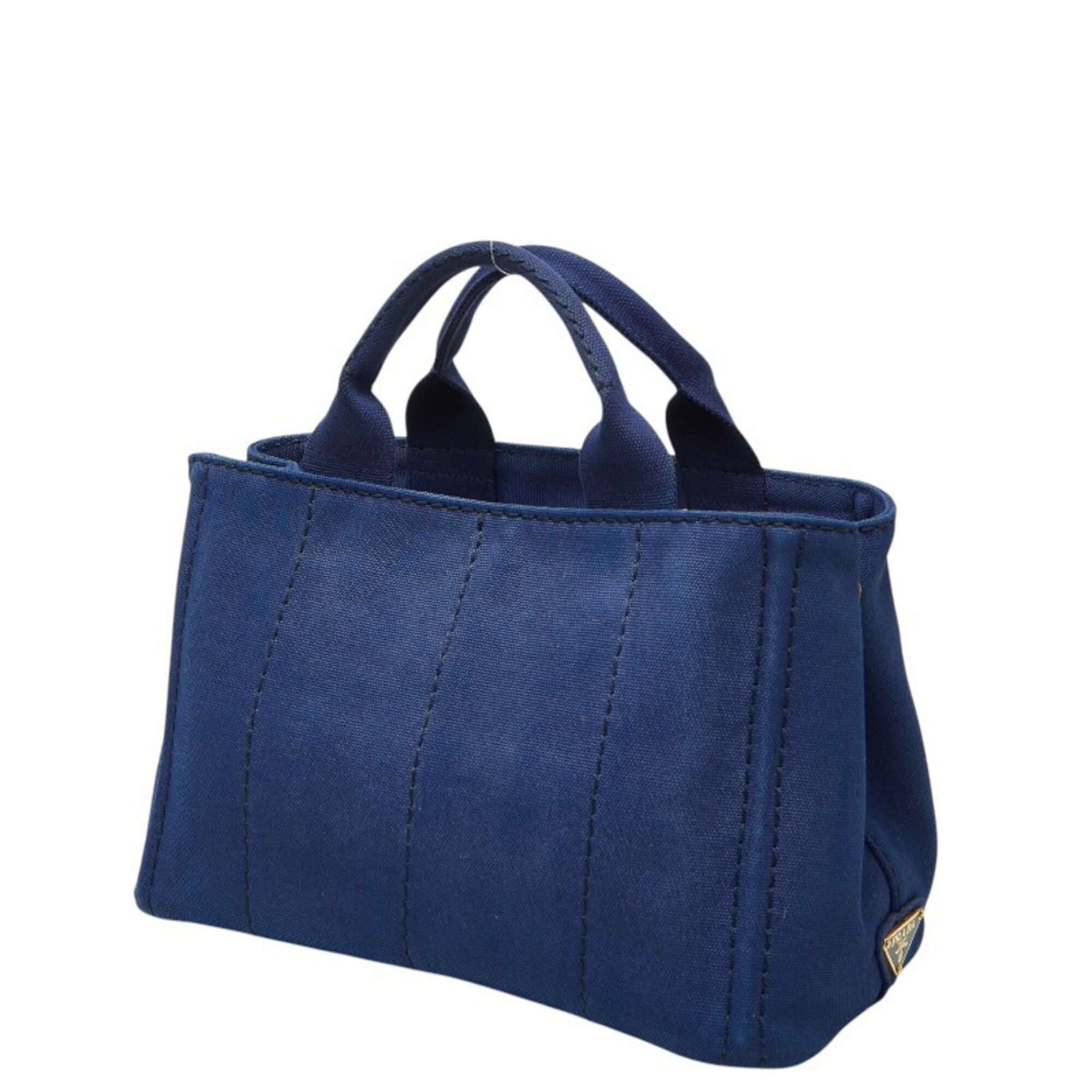 Prada Canapa Blue Canvas Handbag Shoulder Bag (Pre-Owned)