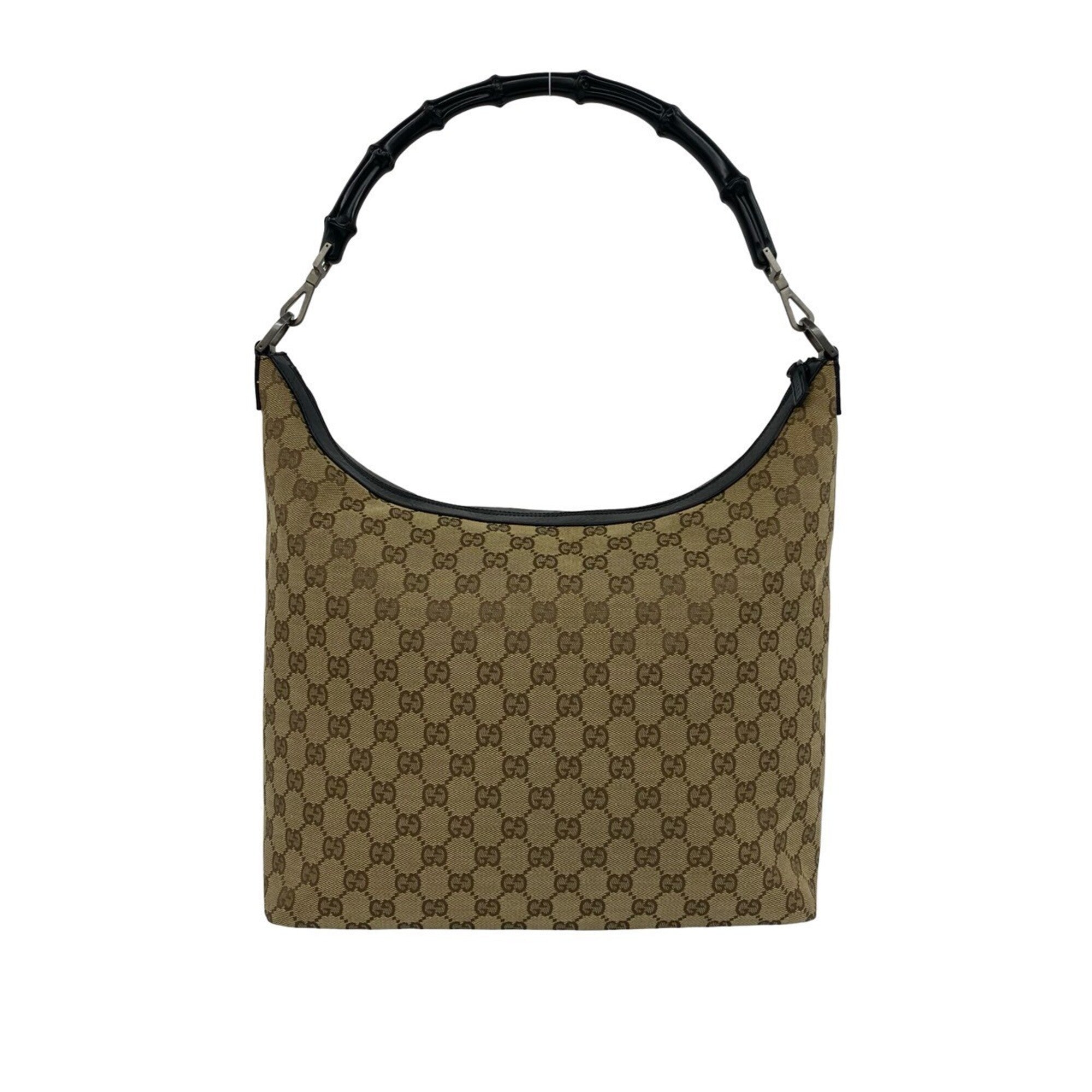 Gucci Brown Canvas Leather Handbag Shoulder Bag Tote Bag (Pre-Owned)