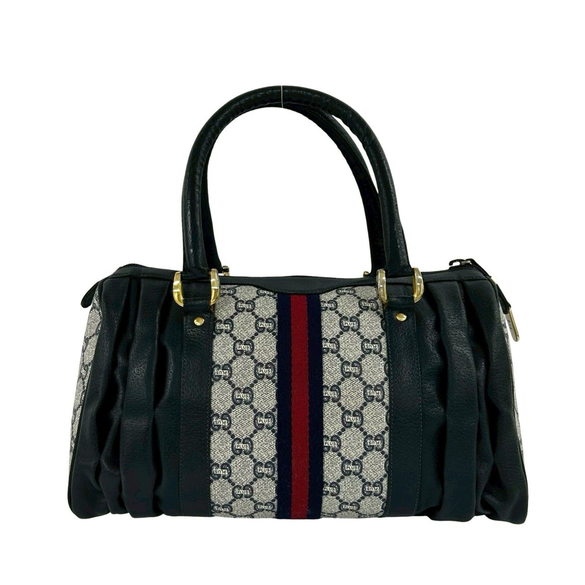 Gucci Navy Red Color Pvc Leather Handbag (Pre-Owned)