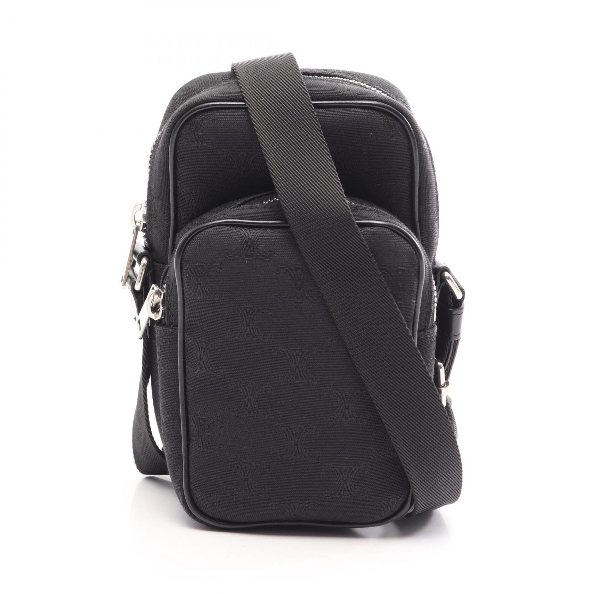 Celine Black Canvas Leather Messenger Bag Shoulder Bag (Pre-Owned)