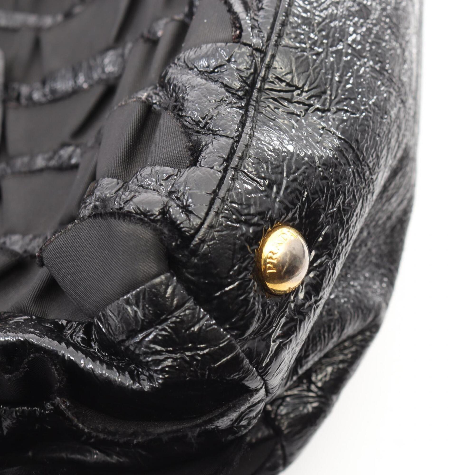 Prada Black Nylon Patent Leather Handbag (Pre-Owned)