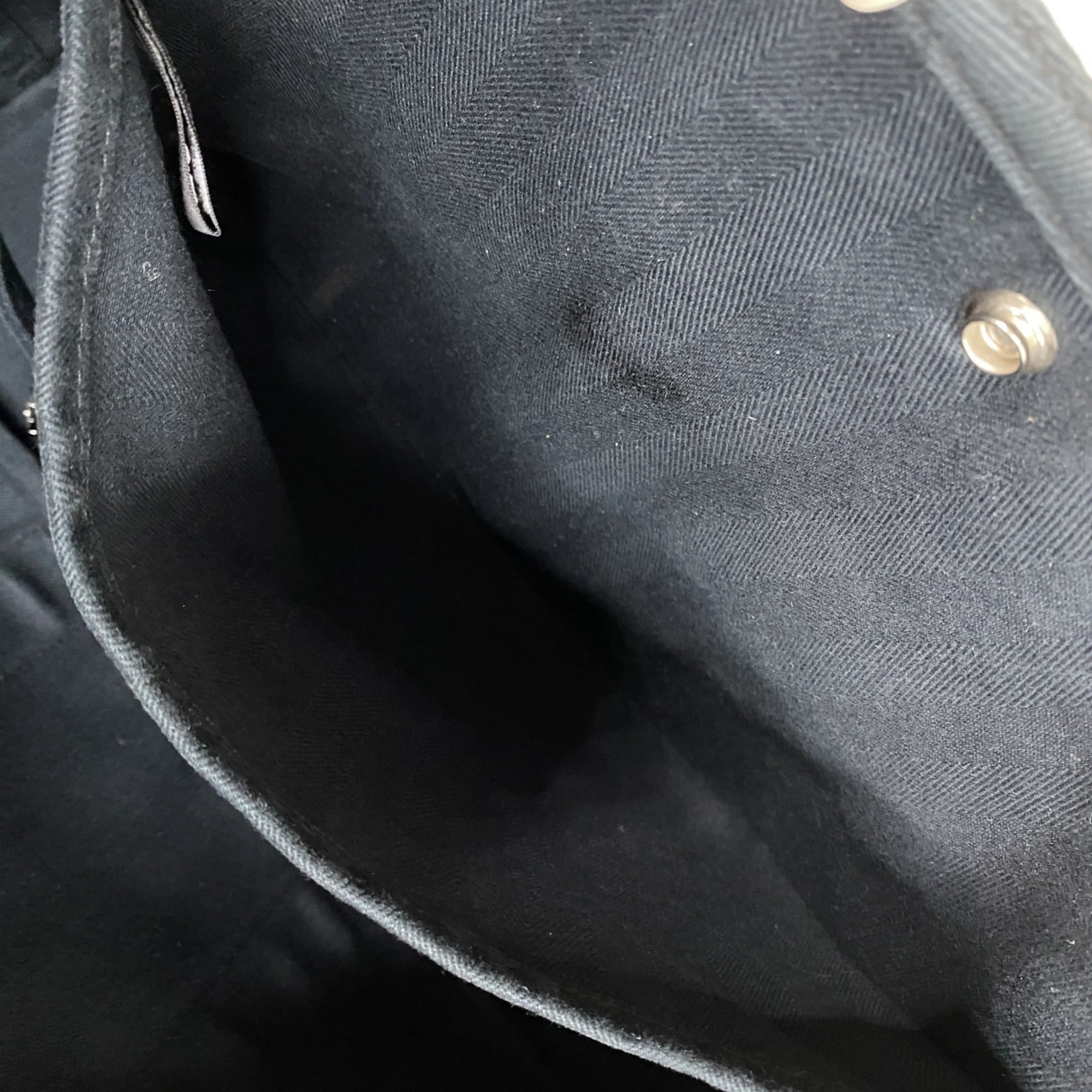 Hermes Black Navy Canvas Leather Tote Bag (Pre-Owned)