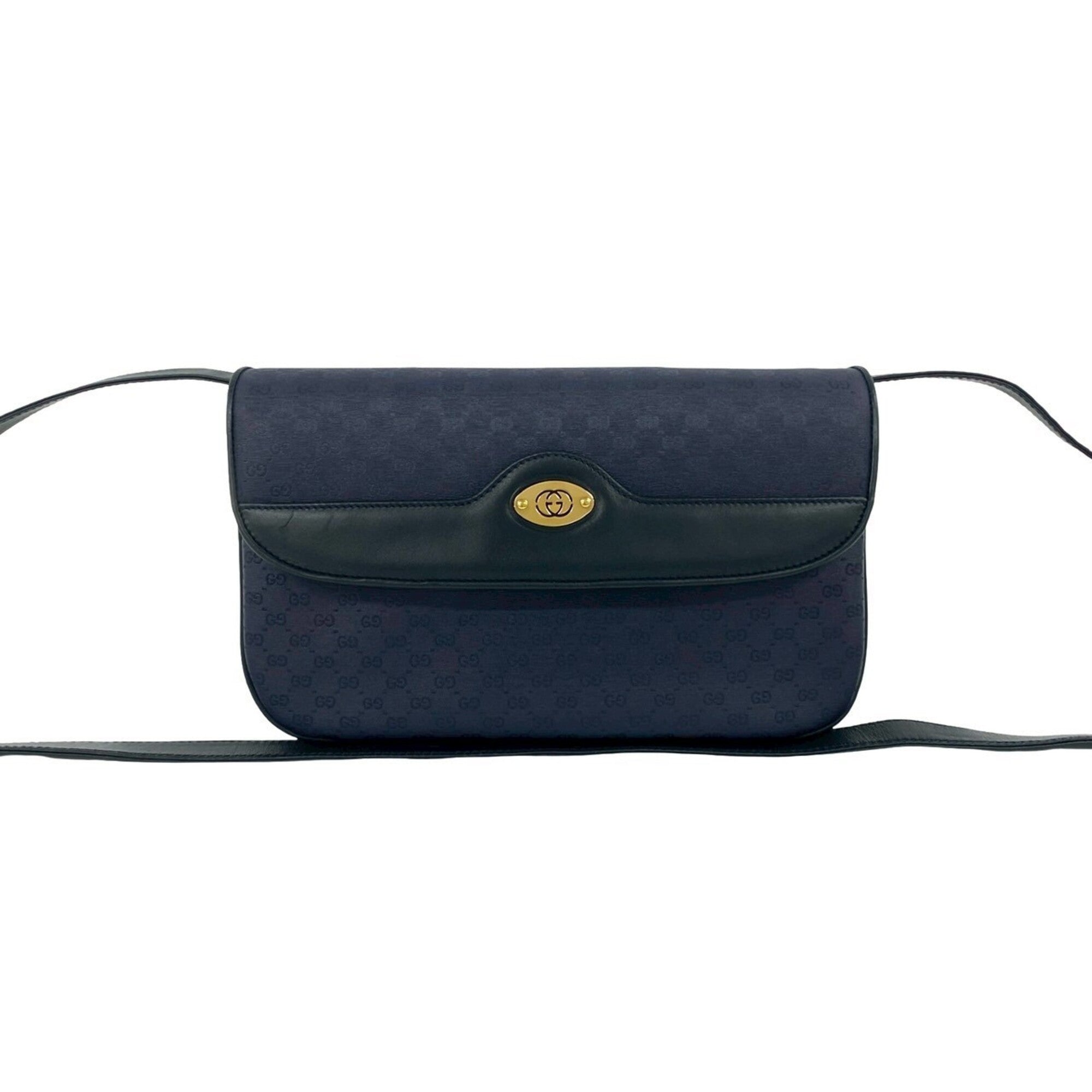 Gucci Navy Leather Pvc Pochette Shoulder Bag (Pre-Owned)