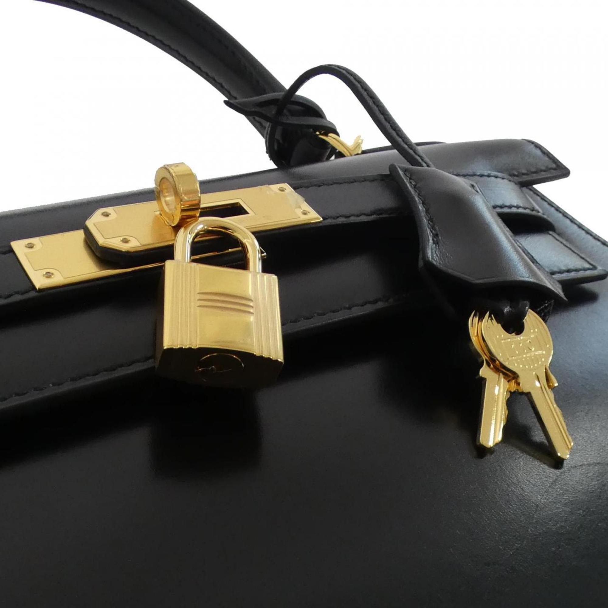 Hermes Black Box Calf Leather Handbag (Pre-Owned)