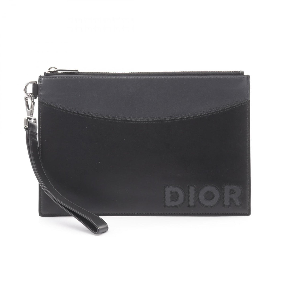 Christian Dior Black Gray Leather Clutch Bag (Pre-Owned)