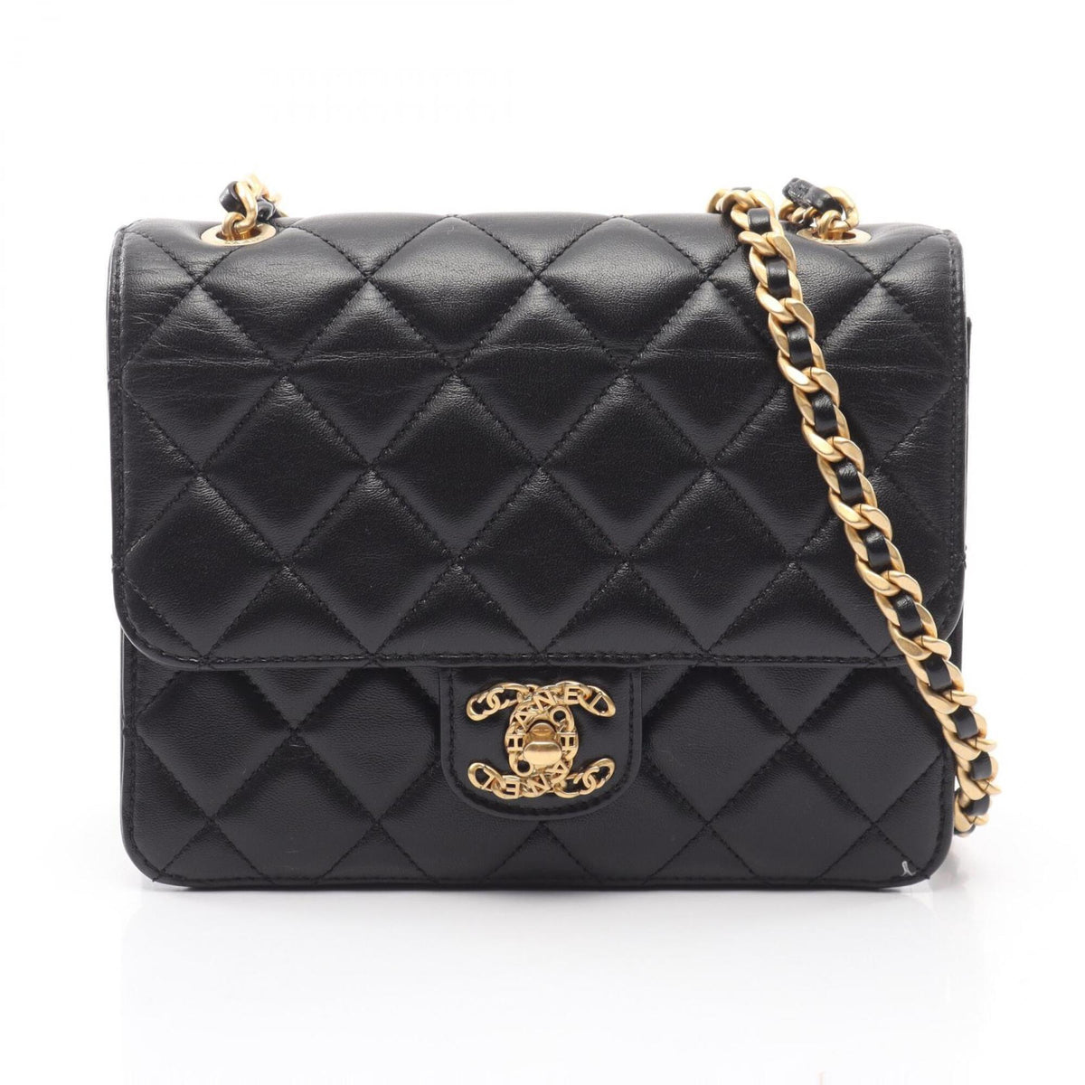 Chanel Black Leather Handbag Shoulder Bag (Pre-Owned)