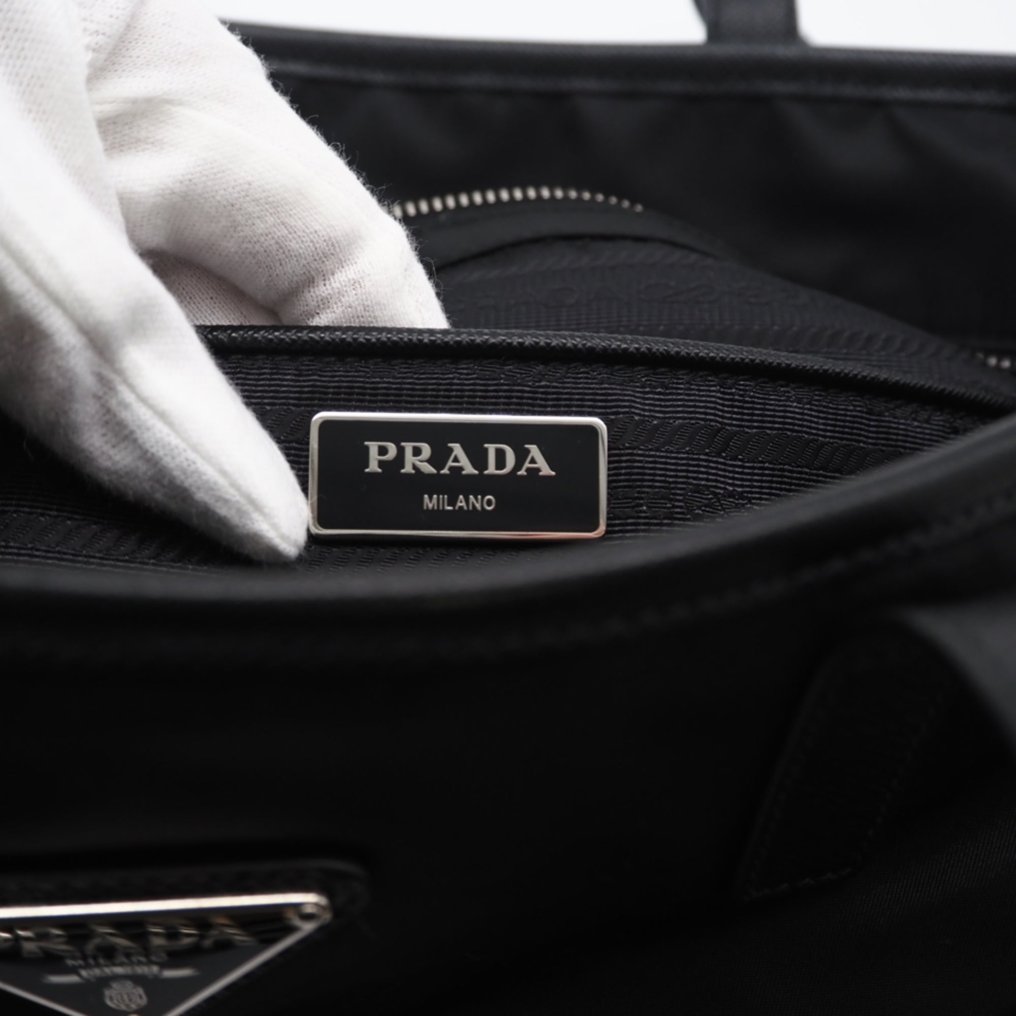 Prada Black Nylon Leather Tote Bag (Pre-Owned)