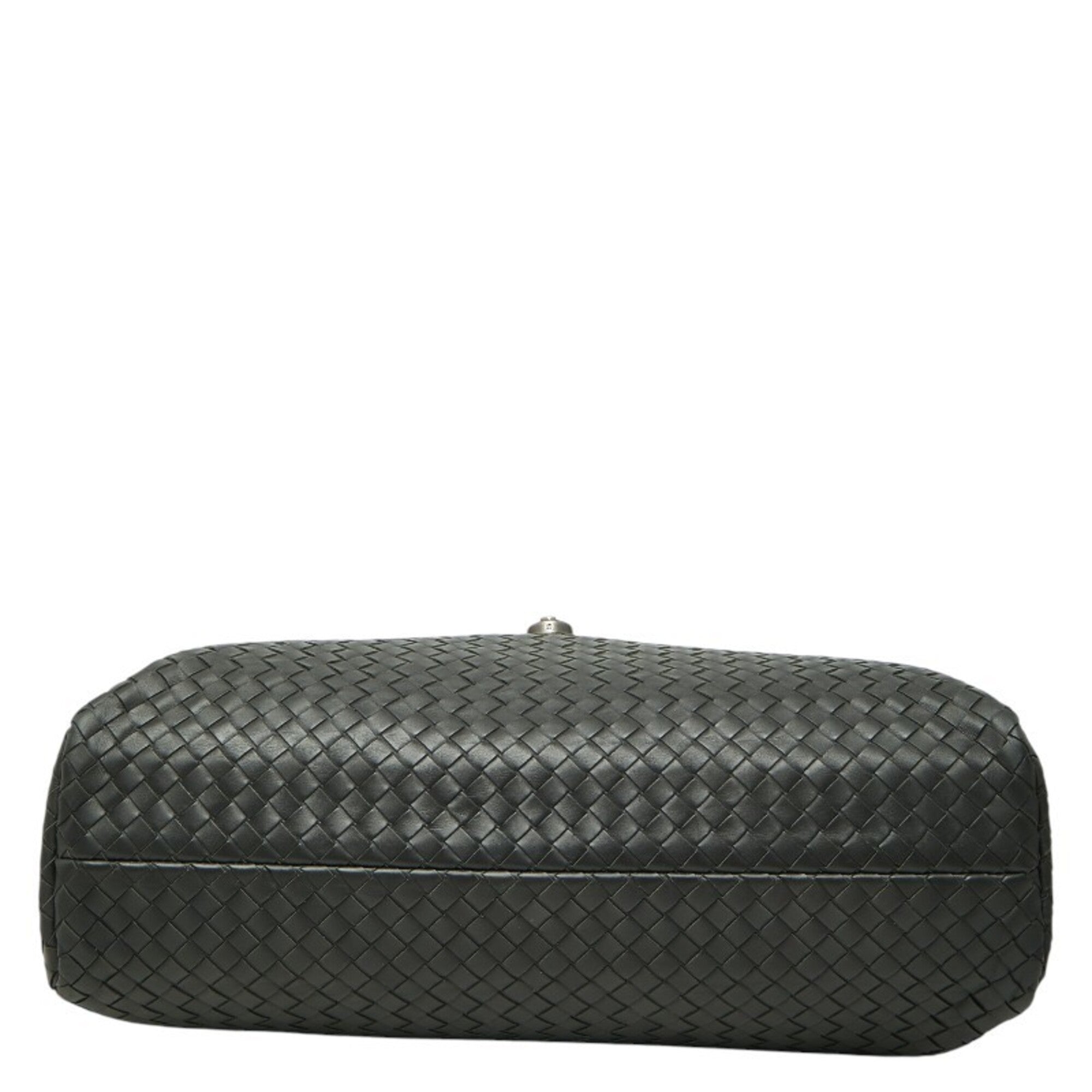 Bottega Veneta Intrecciato Gray Leather Briefcase (Pre-Owned)