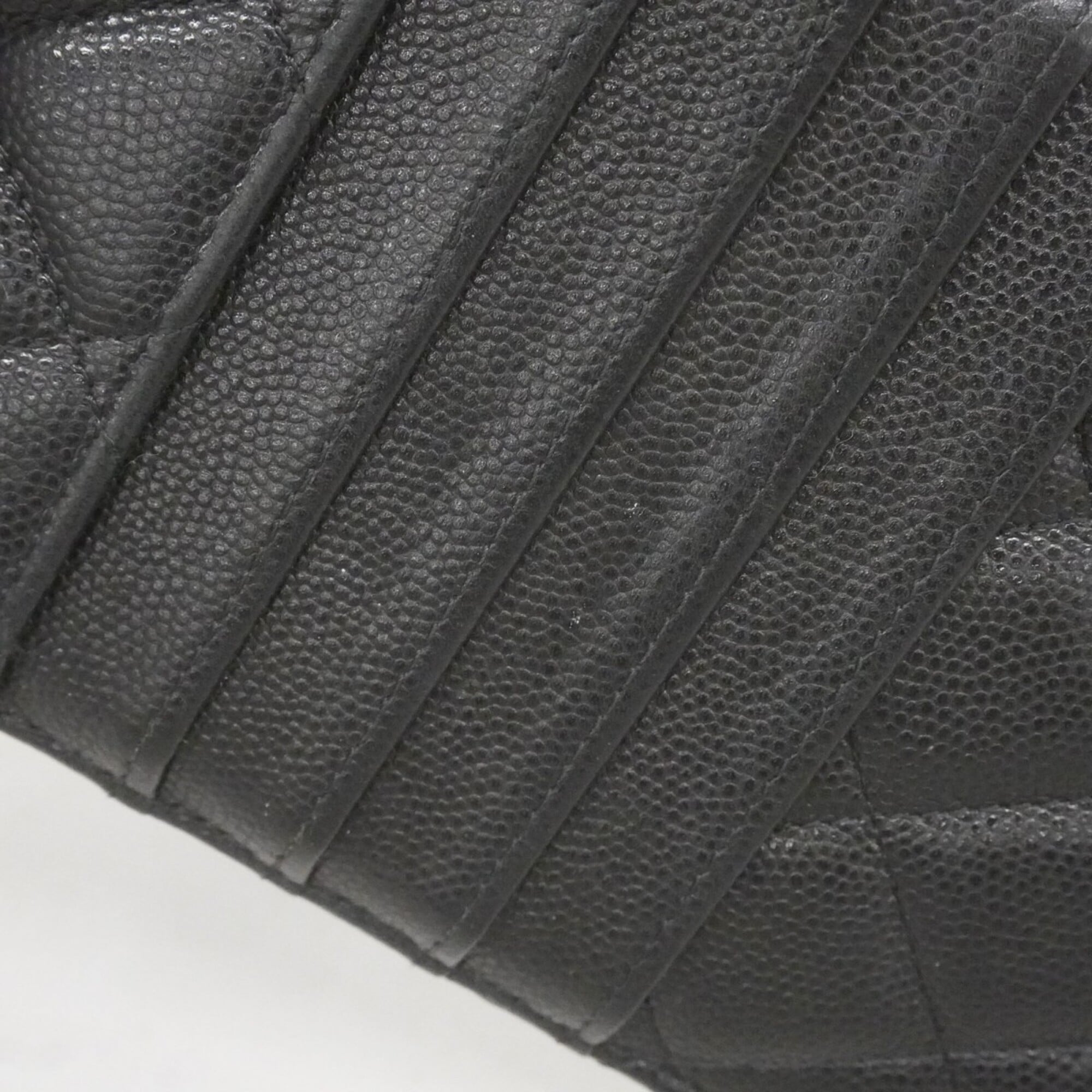 Chanel Black Grained Calfskin Long Wallet (Bi-Fold) (Pre-Owned)