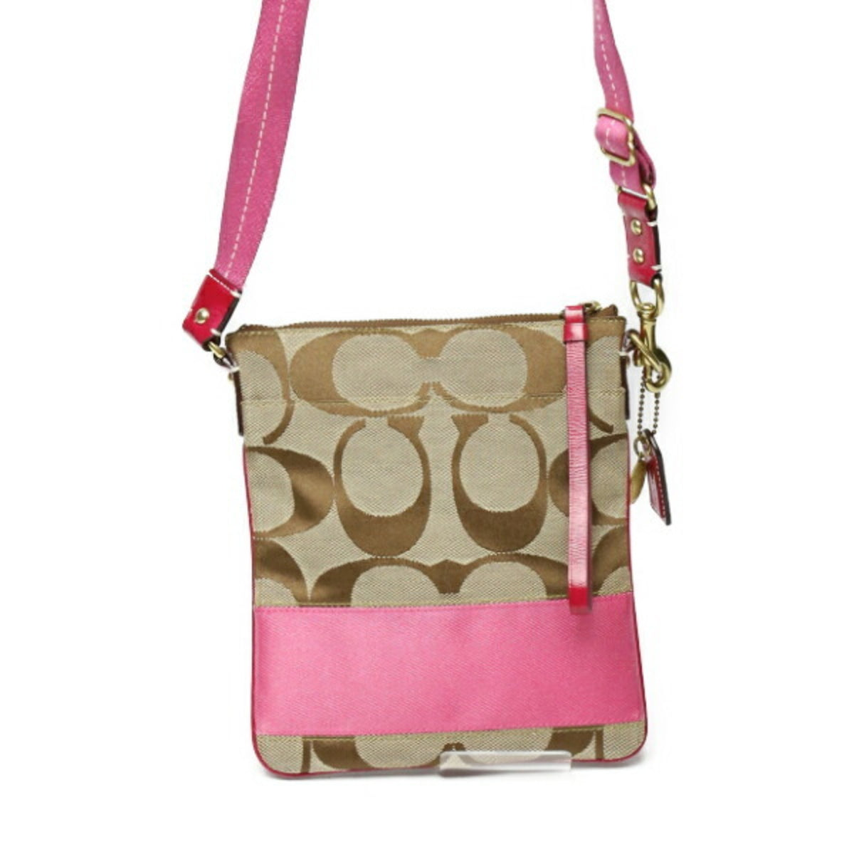 Coach Khaki Pink Leather Shoulder Bag (Pre-Owned)