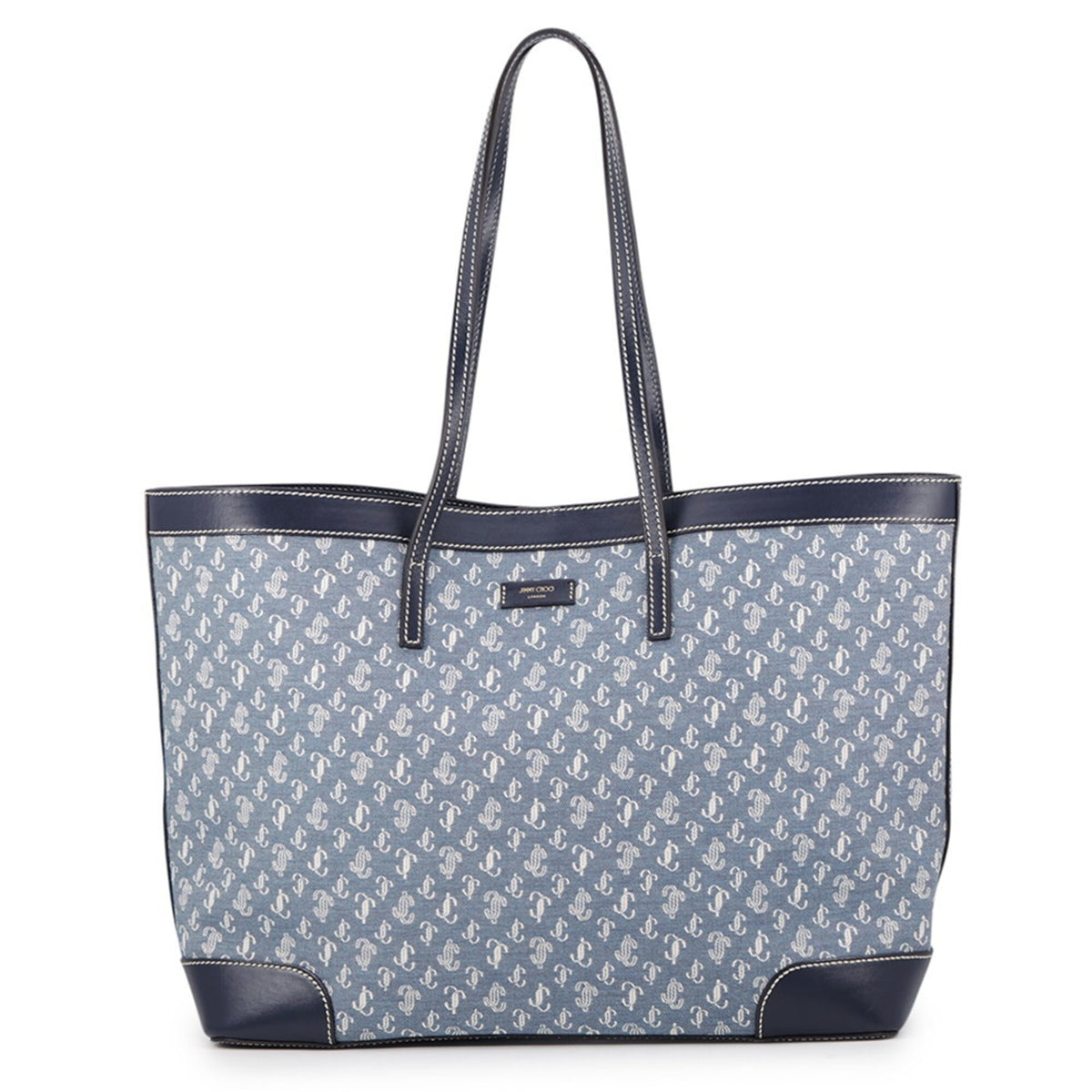 Jimmy Choo White Canvas Leather Handbag Pouch Tote Bag (Pre-Owned)