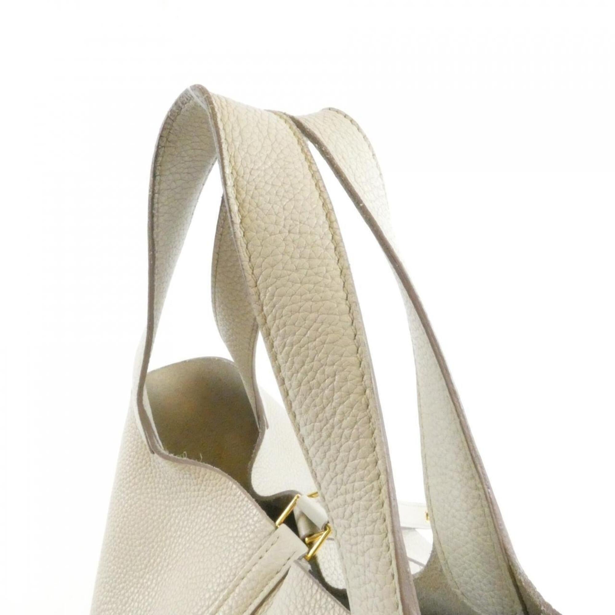 Hermes White Taurillon Clemence Leather Handbag (Pre-Owned)