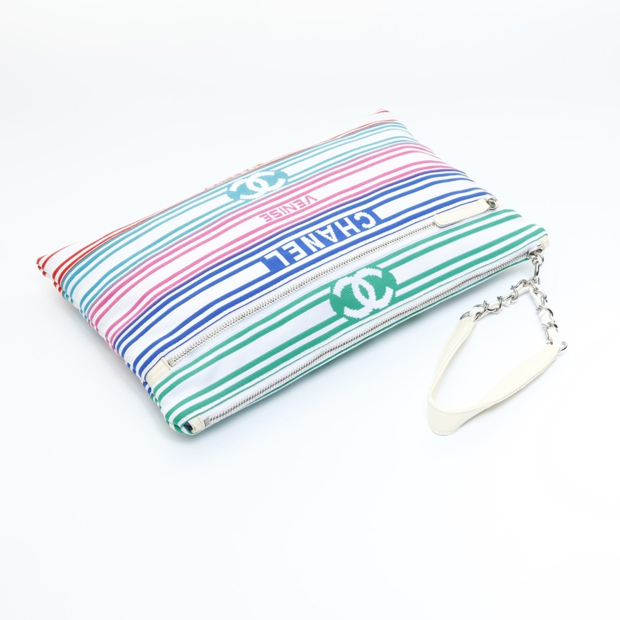 Chanel Multi-Color Cotton Canvas Clutch Bag (Pre-Owned)