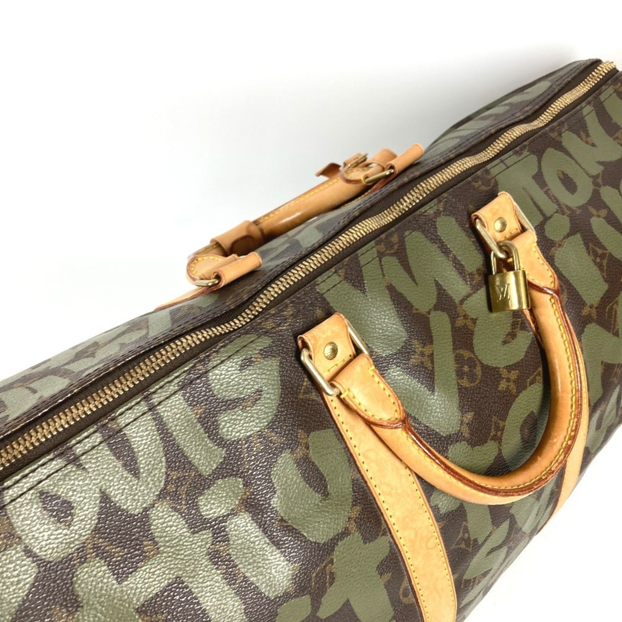 Louis Vuitton Monogram Graffiti Brown Khaki Monogram Graffiti Boston Bag Handbag (Pre-Owned)