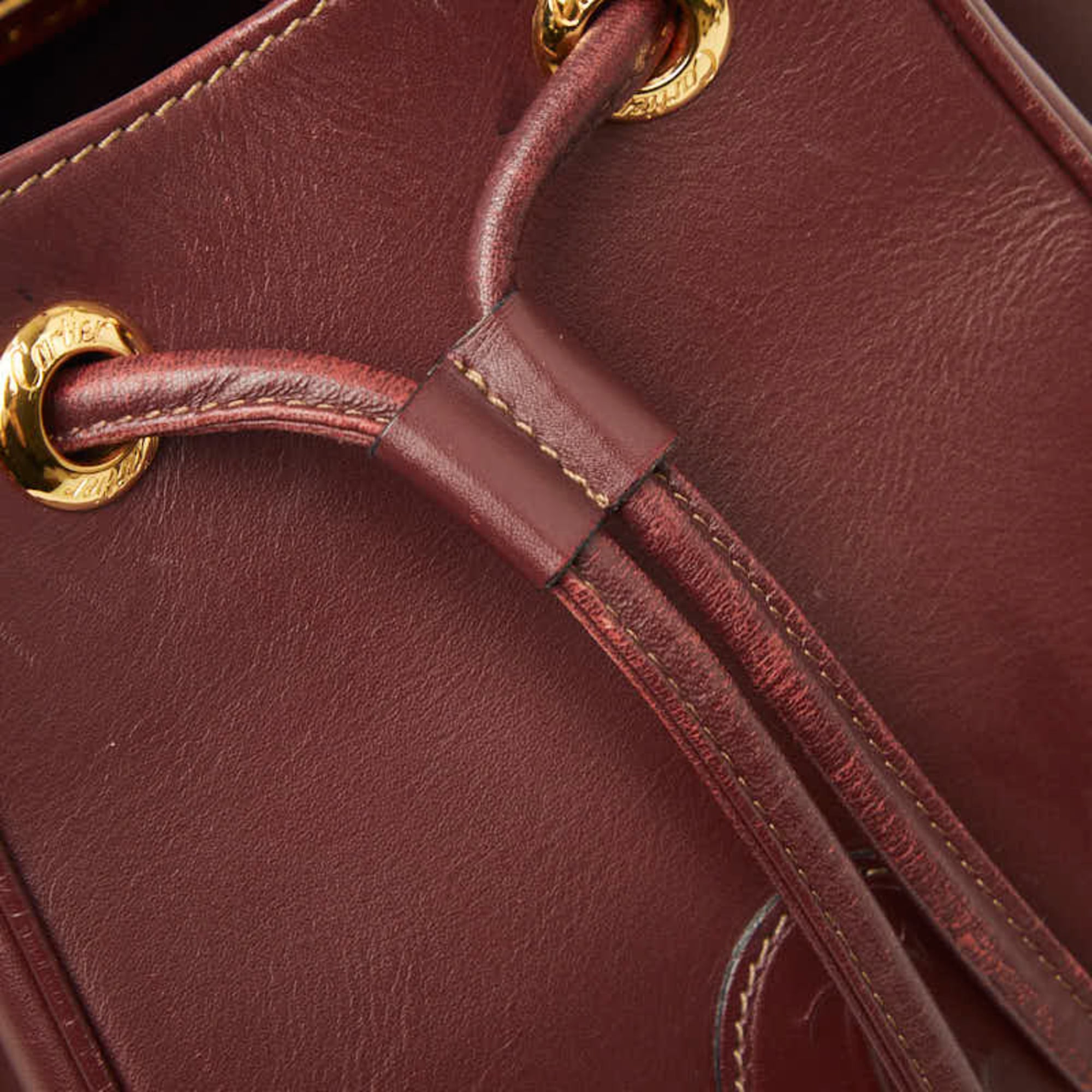 Cartier Bordeaux Wine Red Leather Shoulder Bag (Pre-Owned)