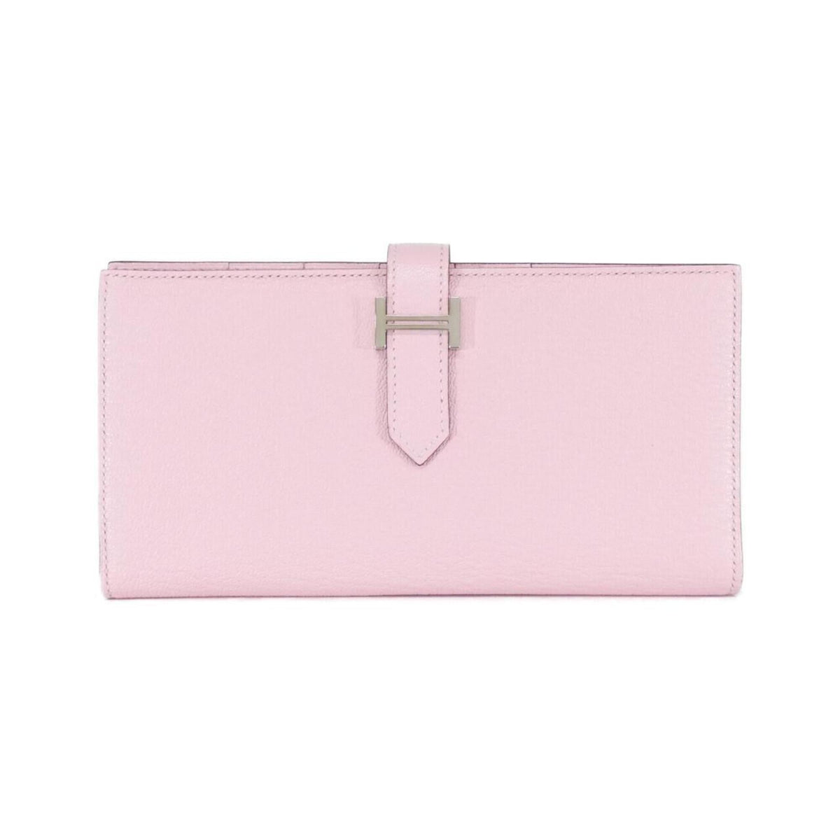 Hermes Rose Sakura Chevre Leather Long Wallet (Bi-Fold) (Pre-Owned)