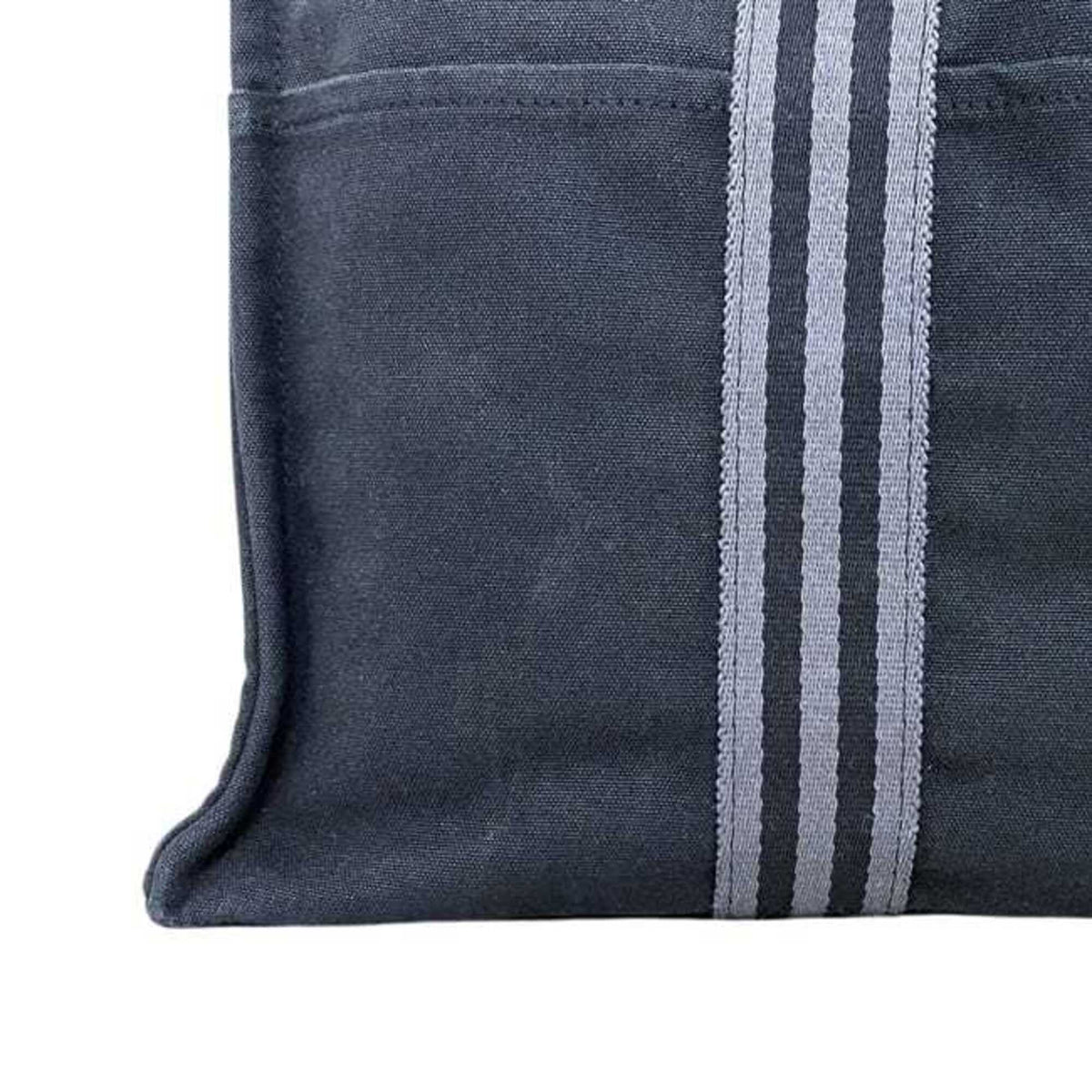 Hermes Fourre Tout Black Gray Cotton Canvas Tote Bag (Pre-Owned)