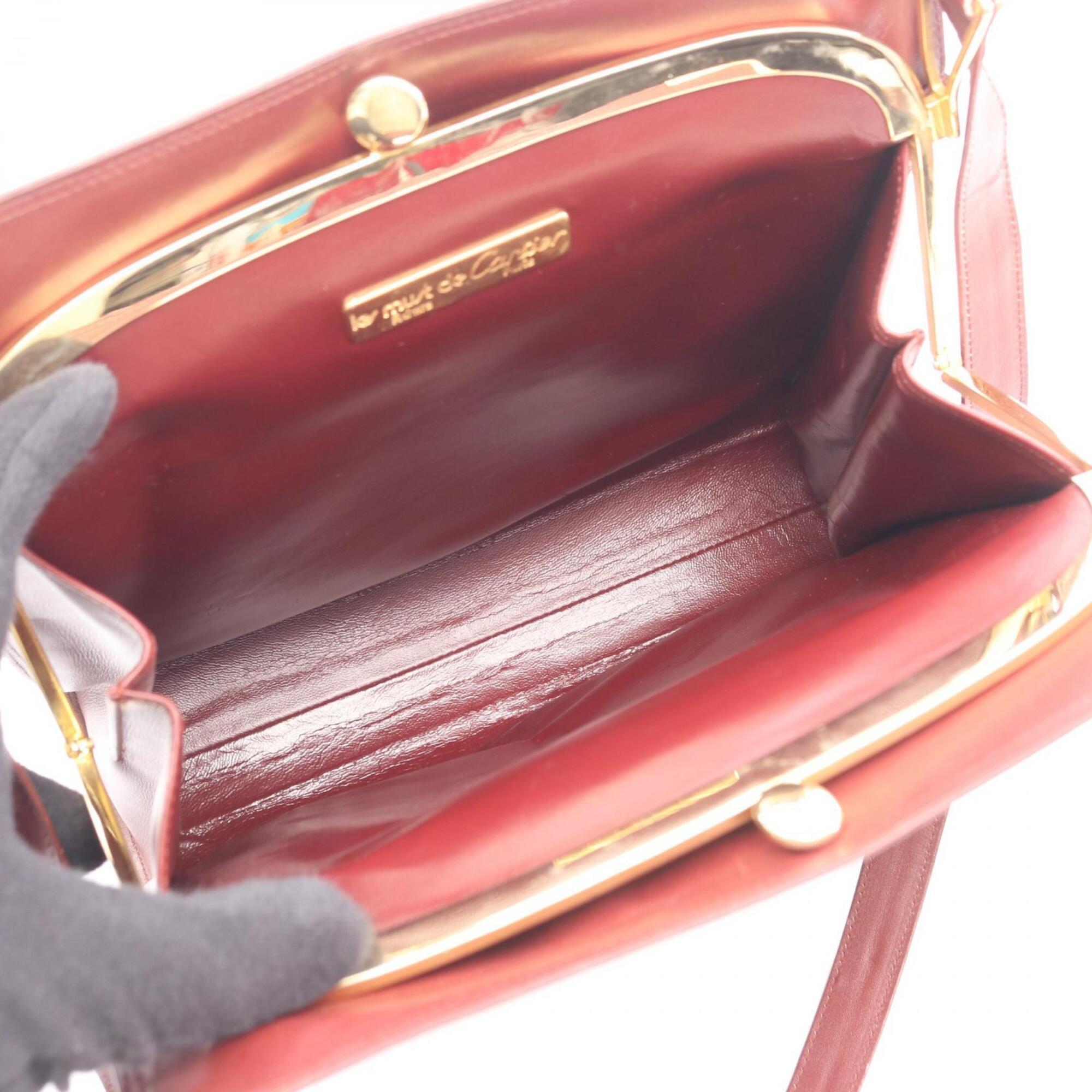 Cartier Bordeaux Leather Handbag Shoulder Bag (Pre-Owned)