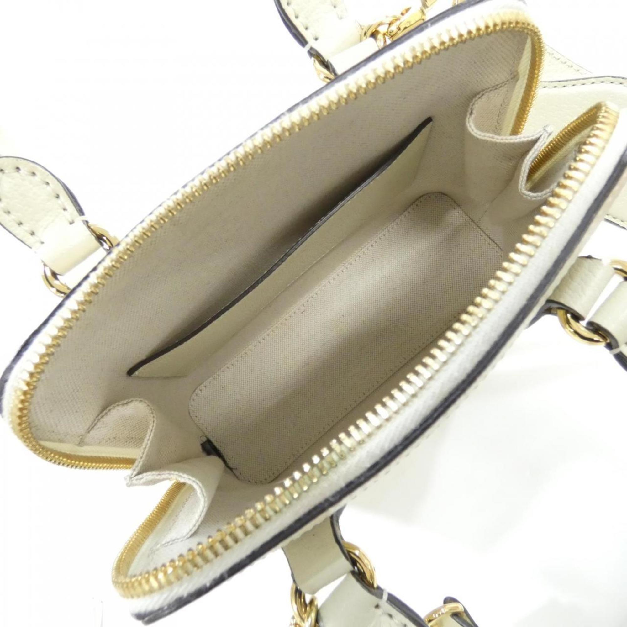 Gucci Horsebit Beige White Gg Supreme Handbag (Pre-Owned)