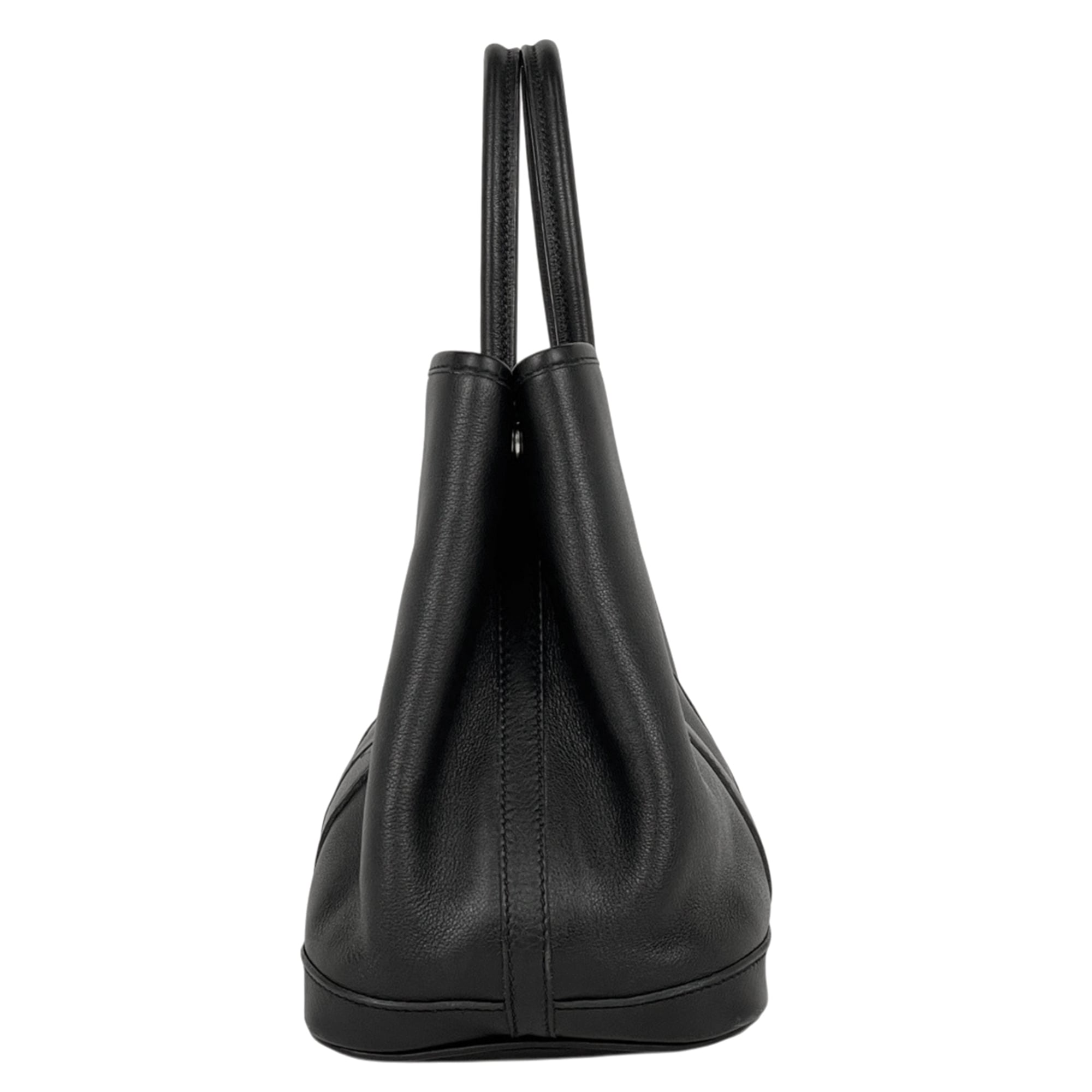Hermes Garden Black Swift Leather Handbag Tote Bag (Pre-Owned)