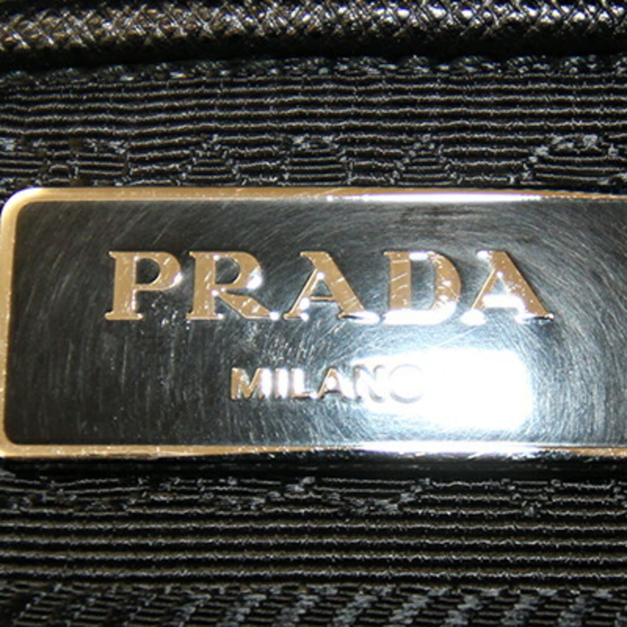 Prada Black Brown Green Khaki Nylon Leather Shoulder Bag (Pre-Owned)