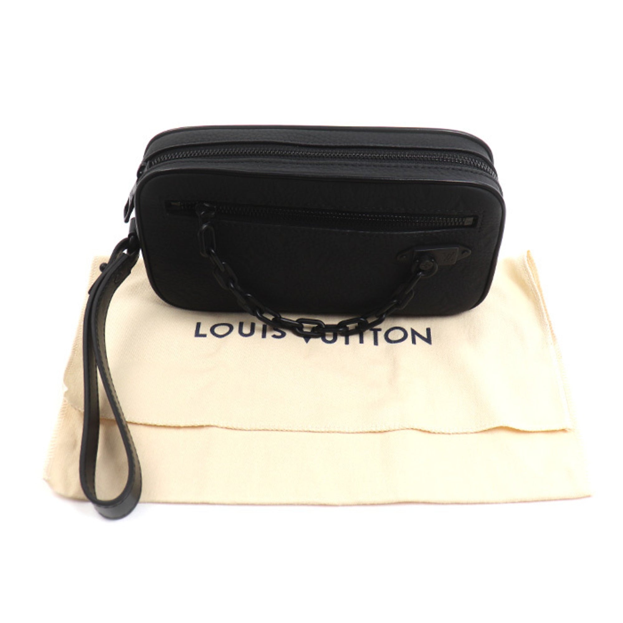Louis Vuitton Black Leather Clutch Bag (Pre-Owned)