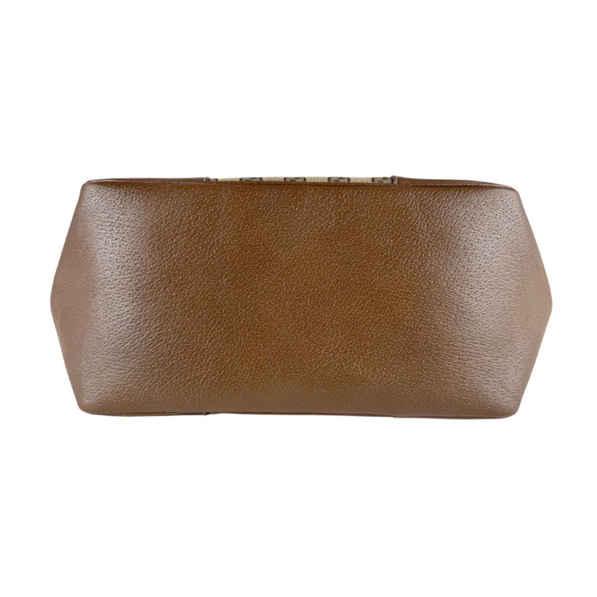 Gucci Brown Gg Canvas Leather Handbag (Pre-Owned)