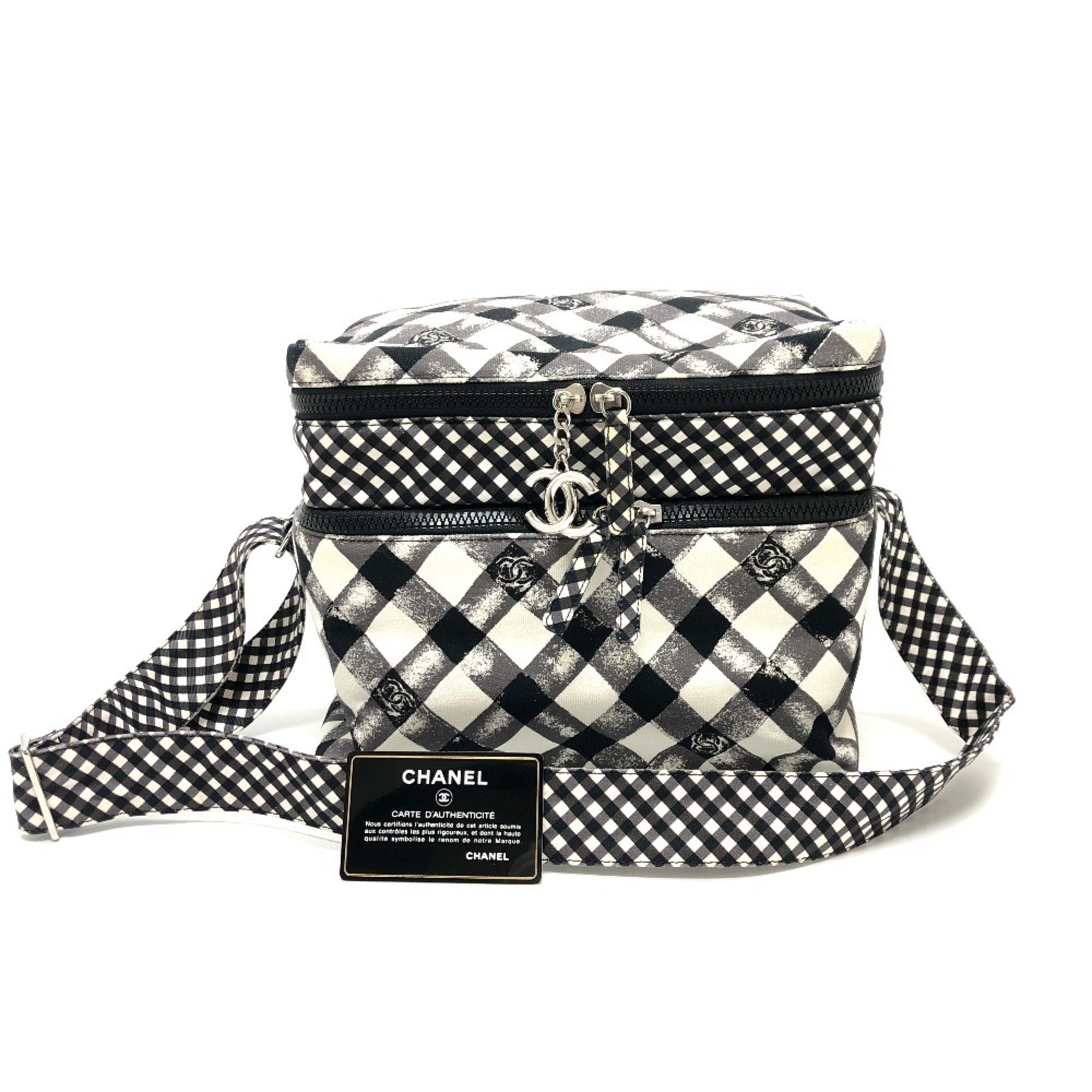 Chanel Black White Canvas Shoulder Bag (Pre-Owned)