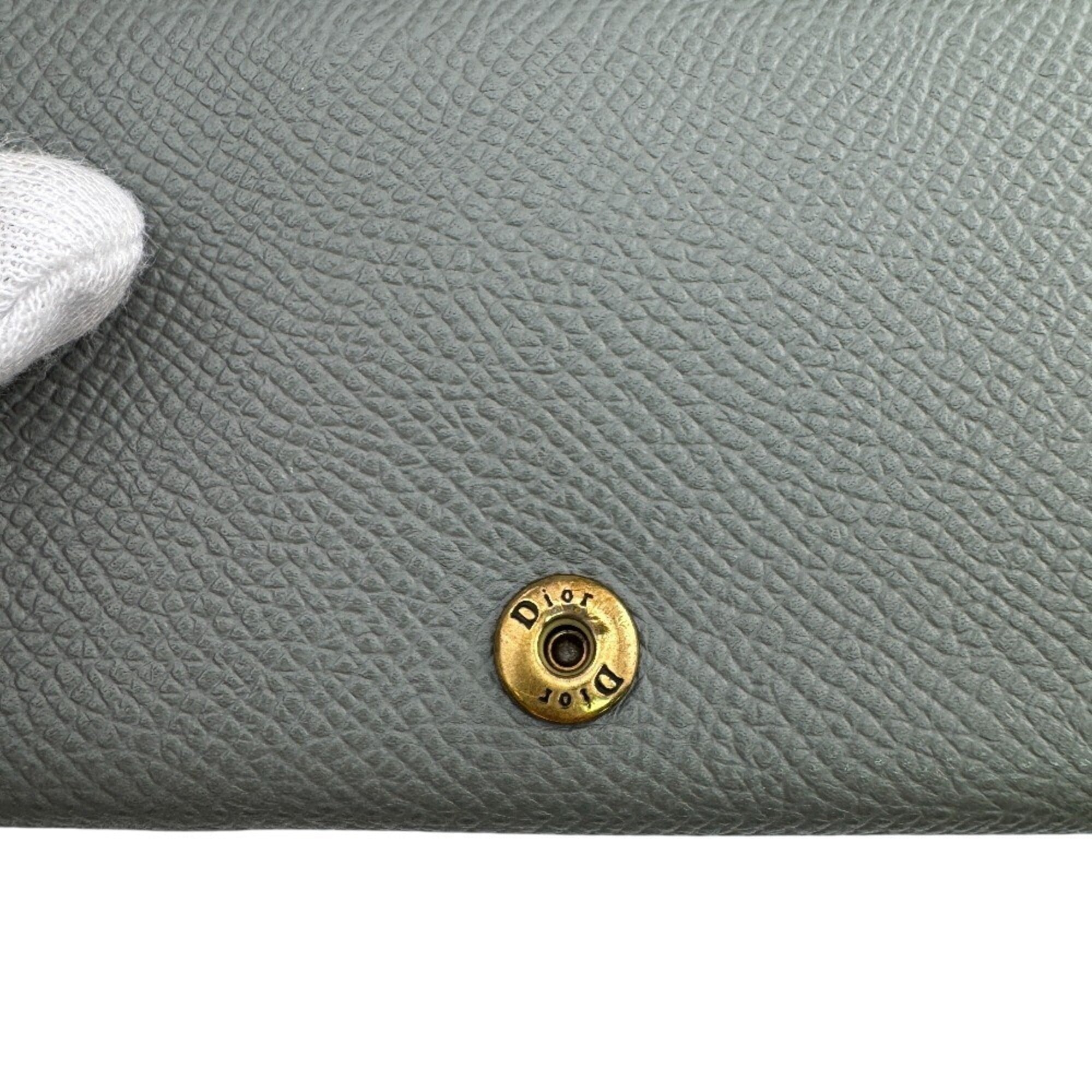 Christian Dior Gray Leather Wallet (Tri-Fold) (Pre-Owned)