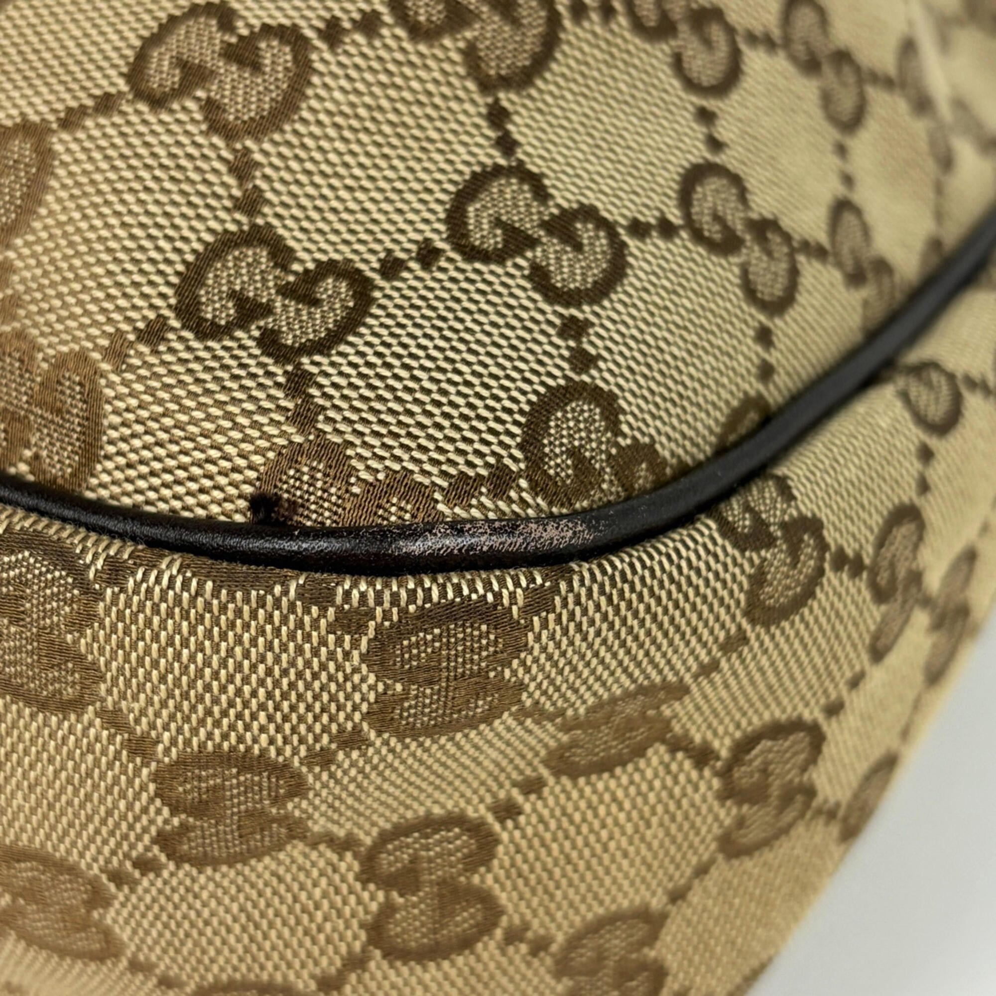 Gucci Sukey Beige Brown Gg Canvas Leather Tote Bag (Pre-Owned)